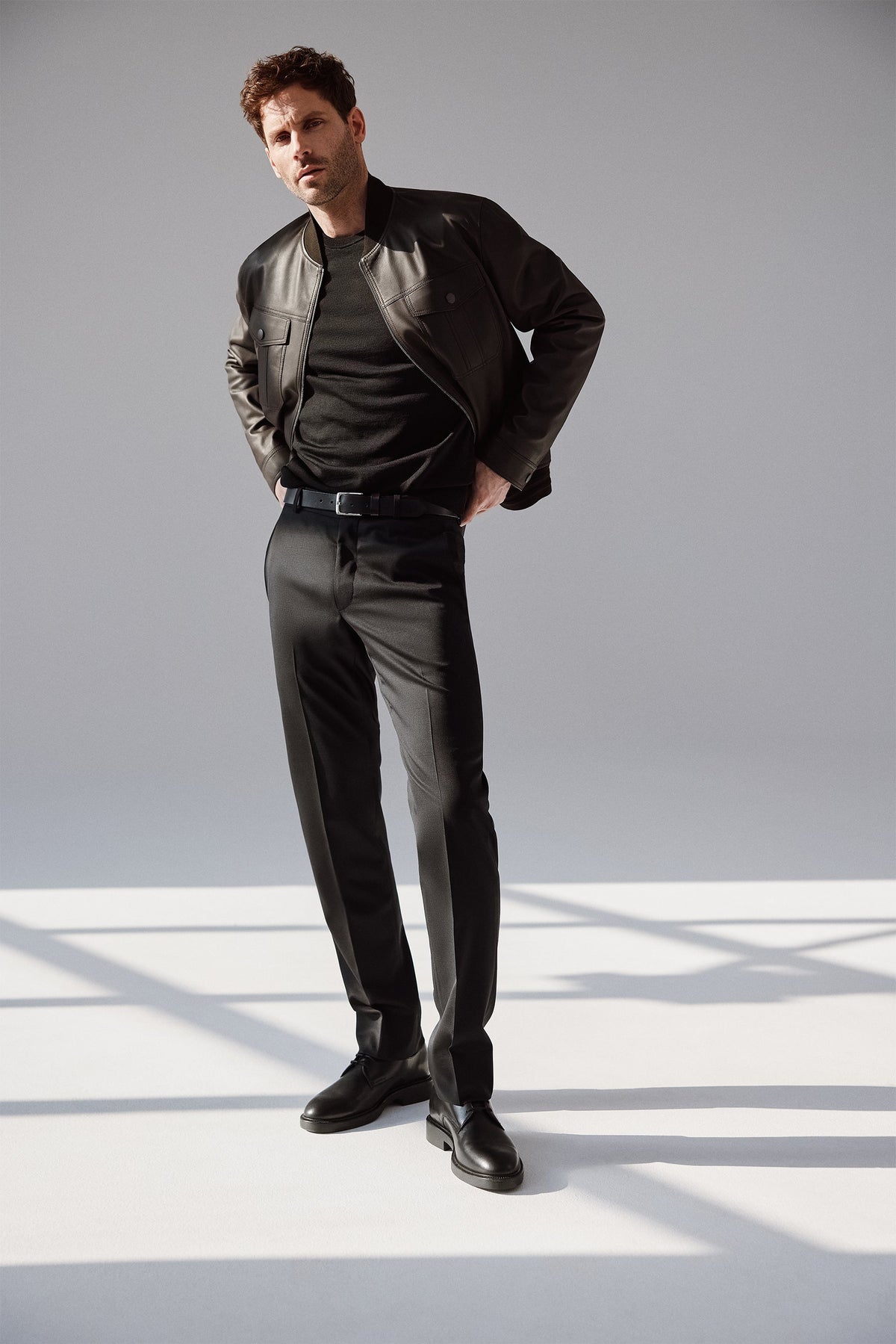 Black 120's Wool Stretch Trousers