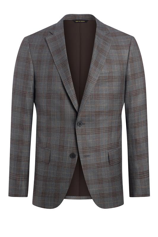 Grey Wool, Silk and Linen Plaid Jacket