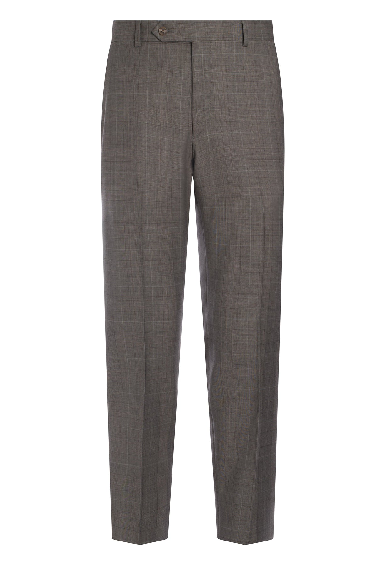 Taupe Super 150’s Double-Breasted Plaid Suit