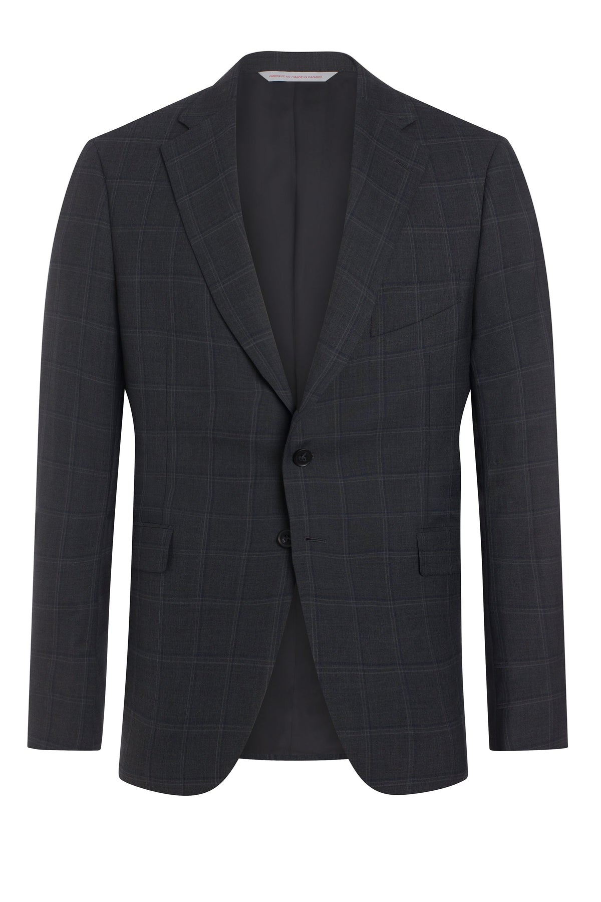 Dark Grey Navy Windowpane Wool Suit