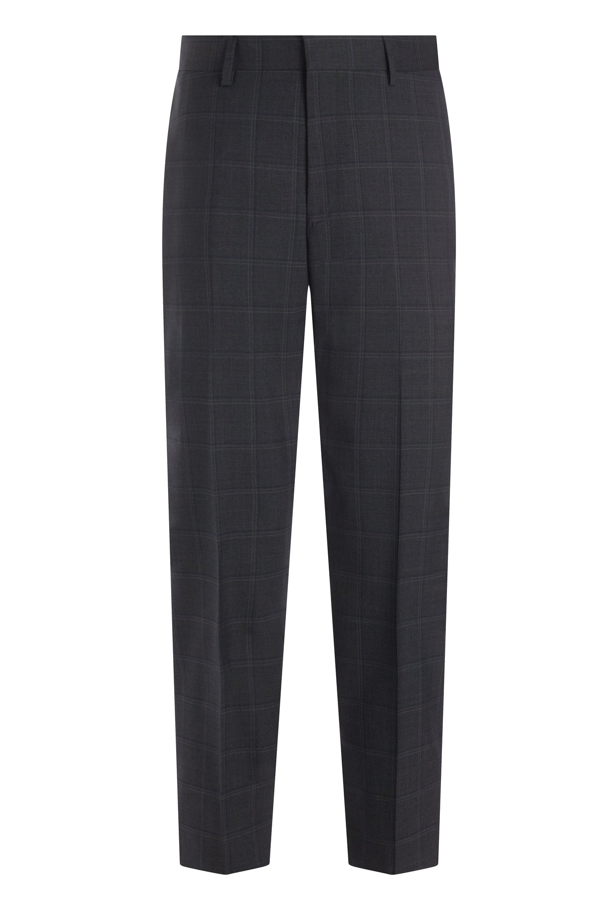 Dark Grey Navy Windowpane Wool Suit