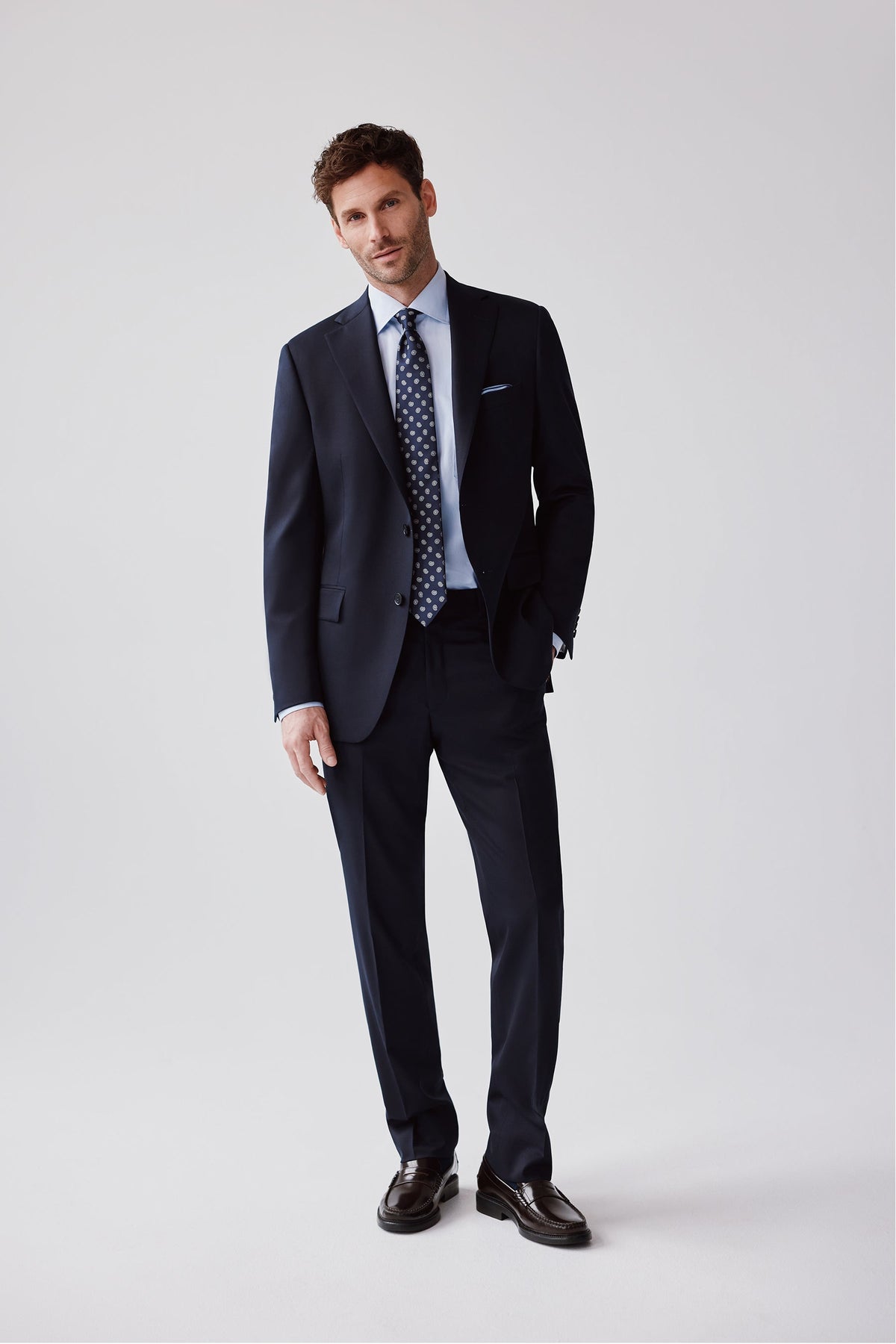 Navy 120's Wool Stretch Trousers