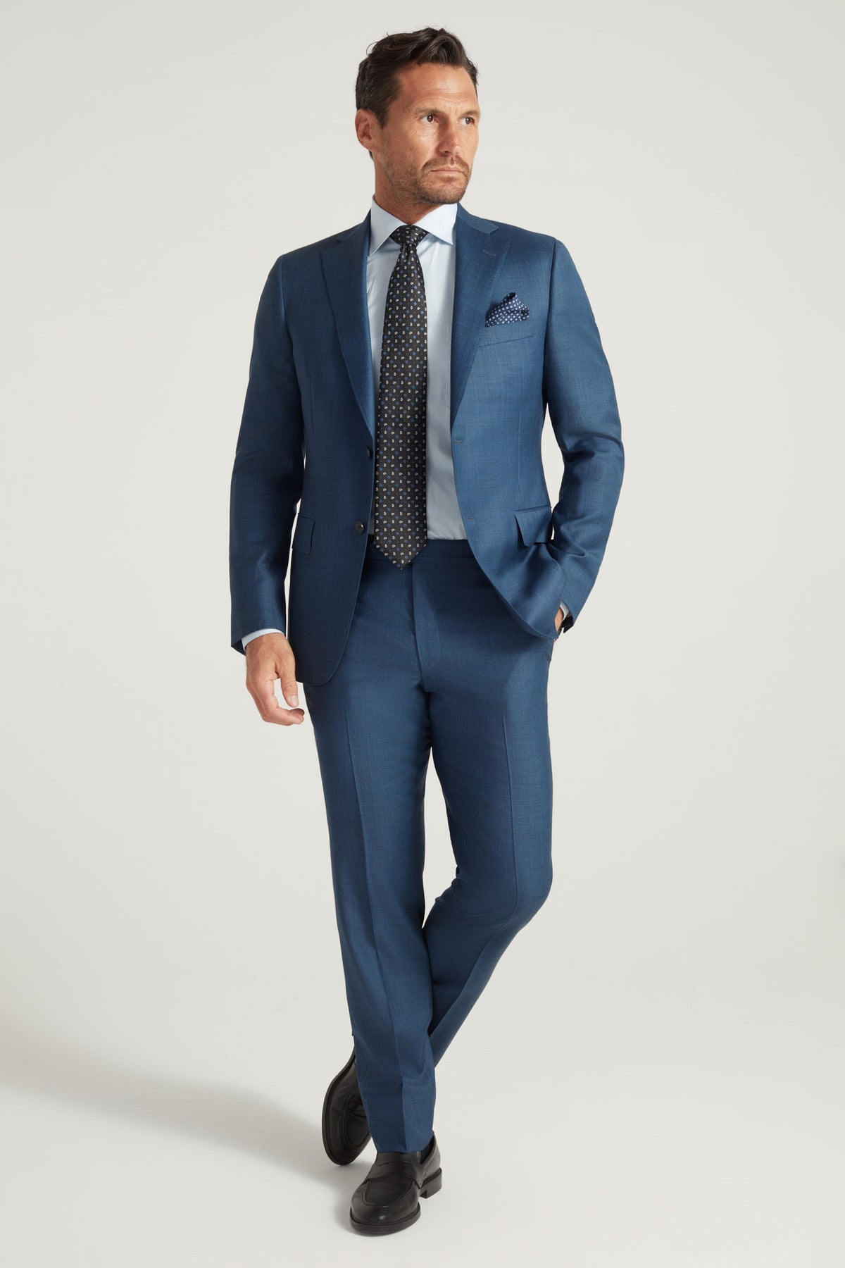 Navy Blue Milano Sharkskin Suit