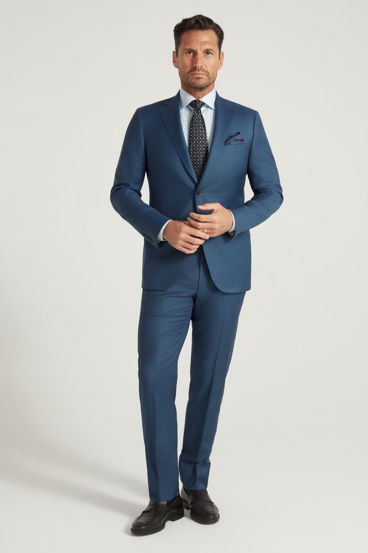 Navy Blue Milano Sharkskin Suit
