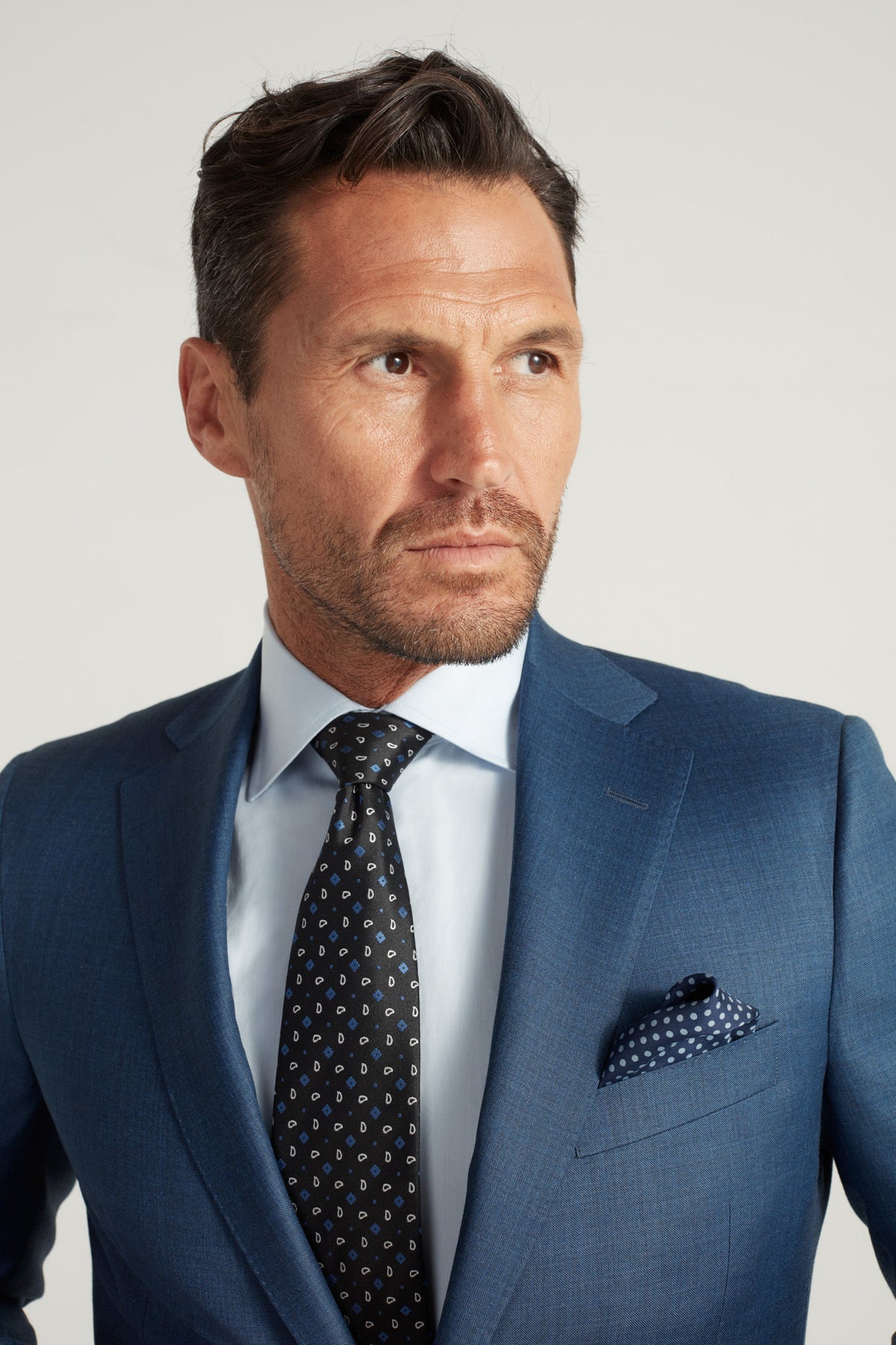 Navy Blue Milano Sharkskin Suit