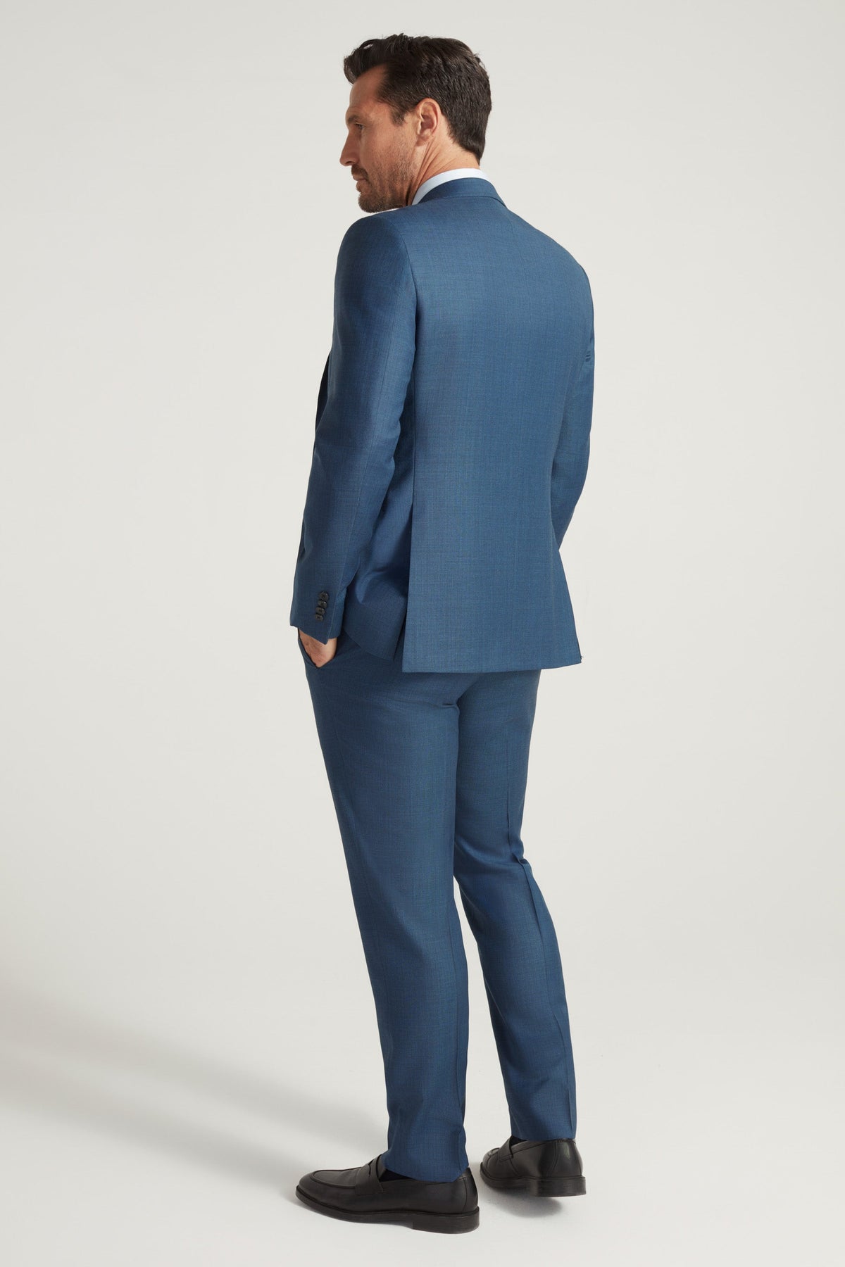 Navy Blue Milano Sharkskin Suit