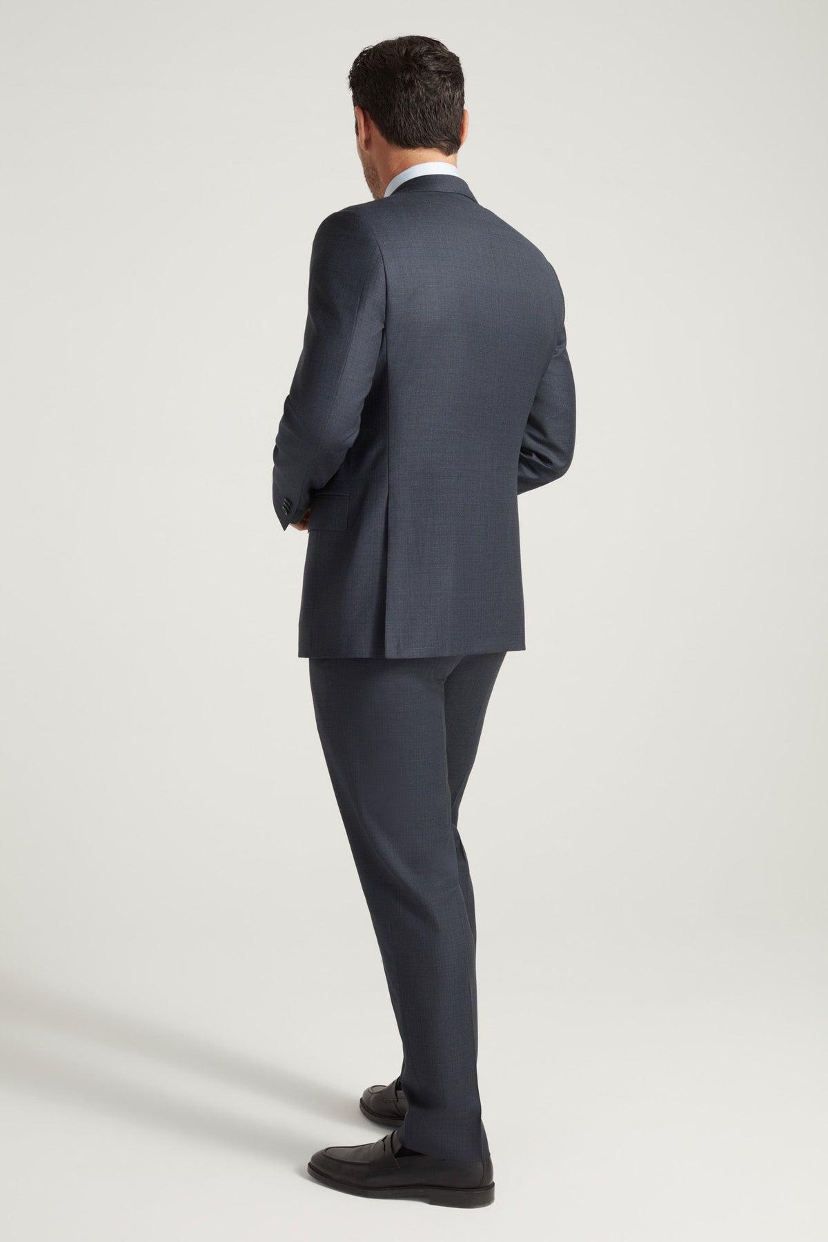 Dark Blue Super 130’s Wool Sharkskin Suit