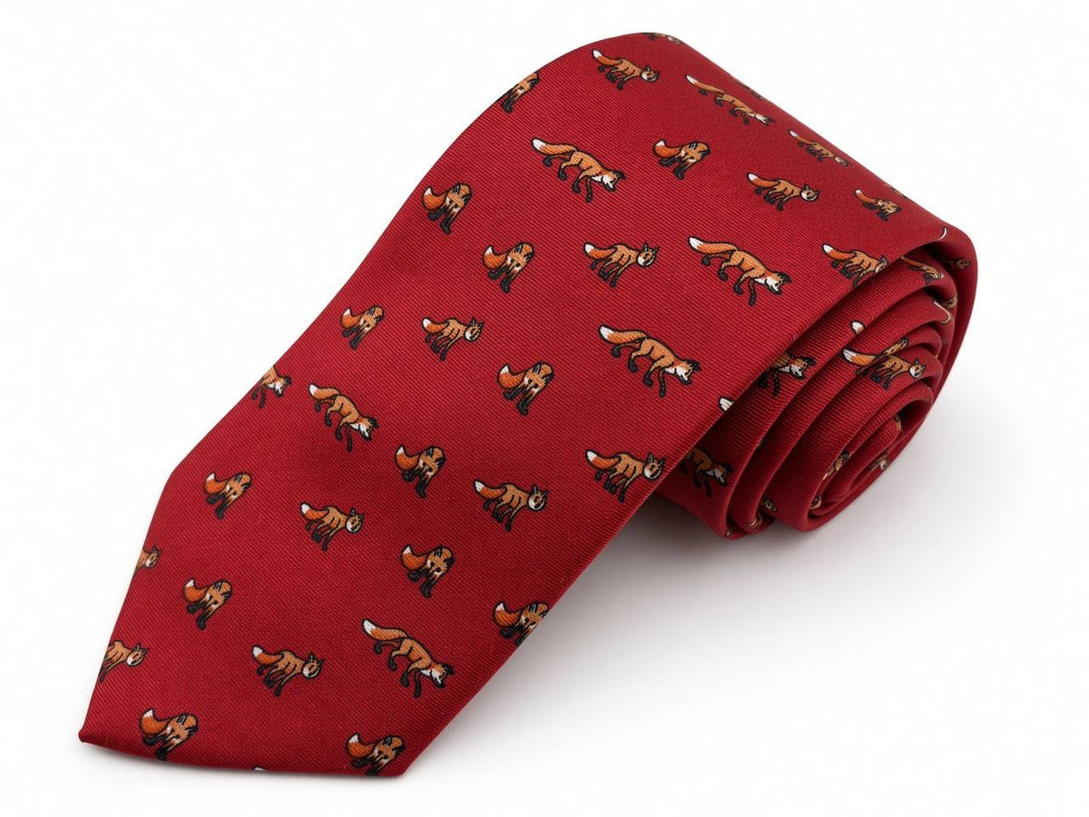 Red Animal Motif Necktie, full view