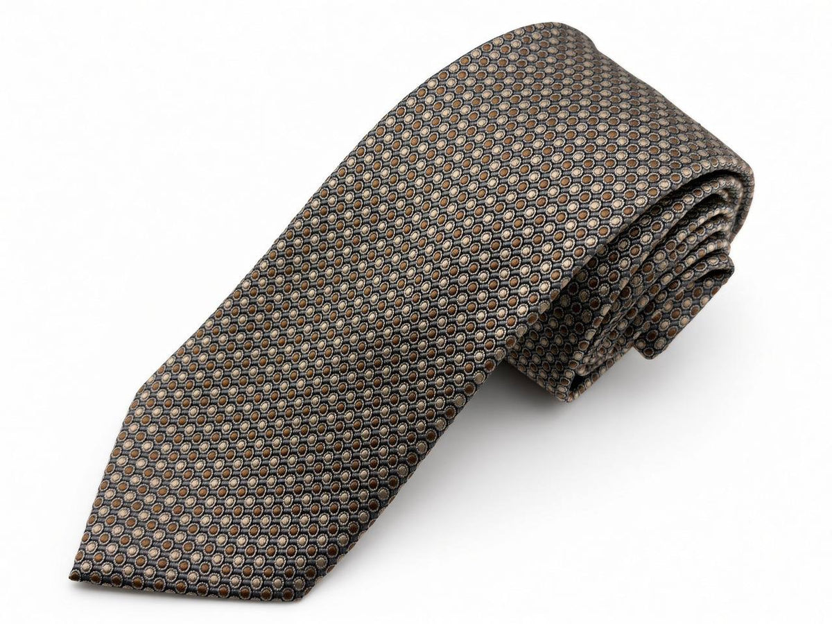 Taupe Micro Pattern Necktie, full view