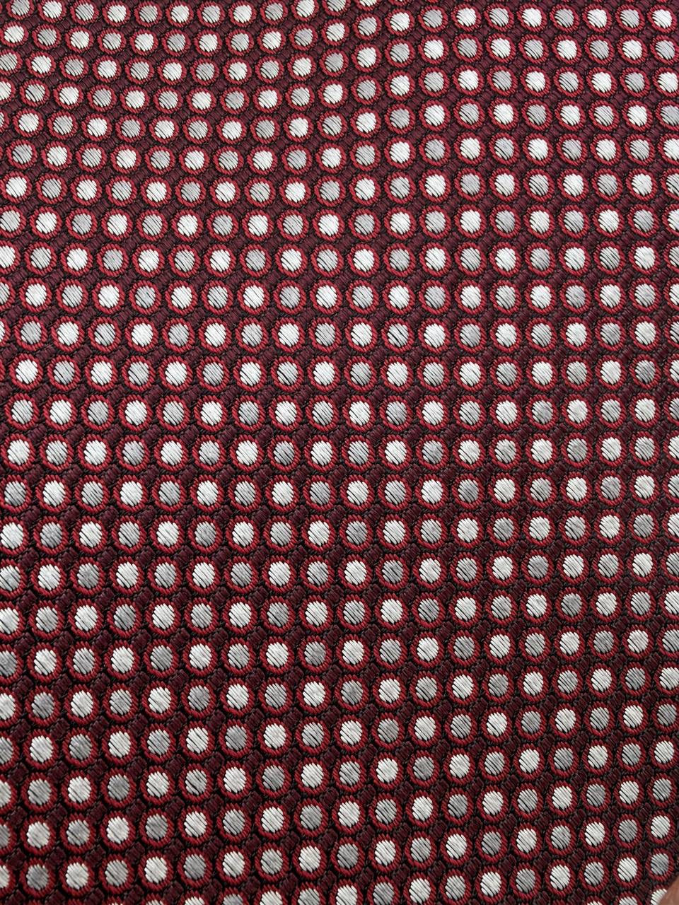 Burgundy Fine Check Necktie, fabric close-up