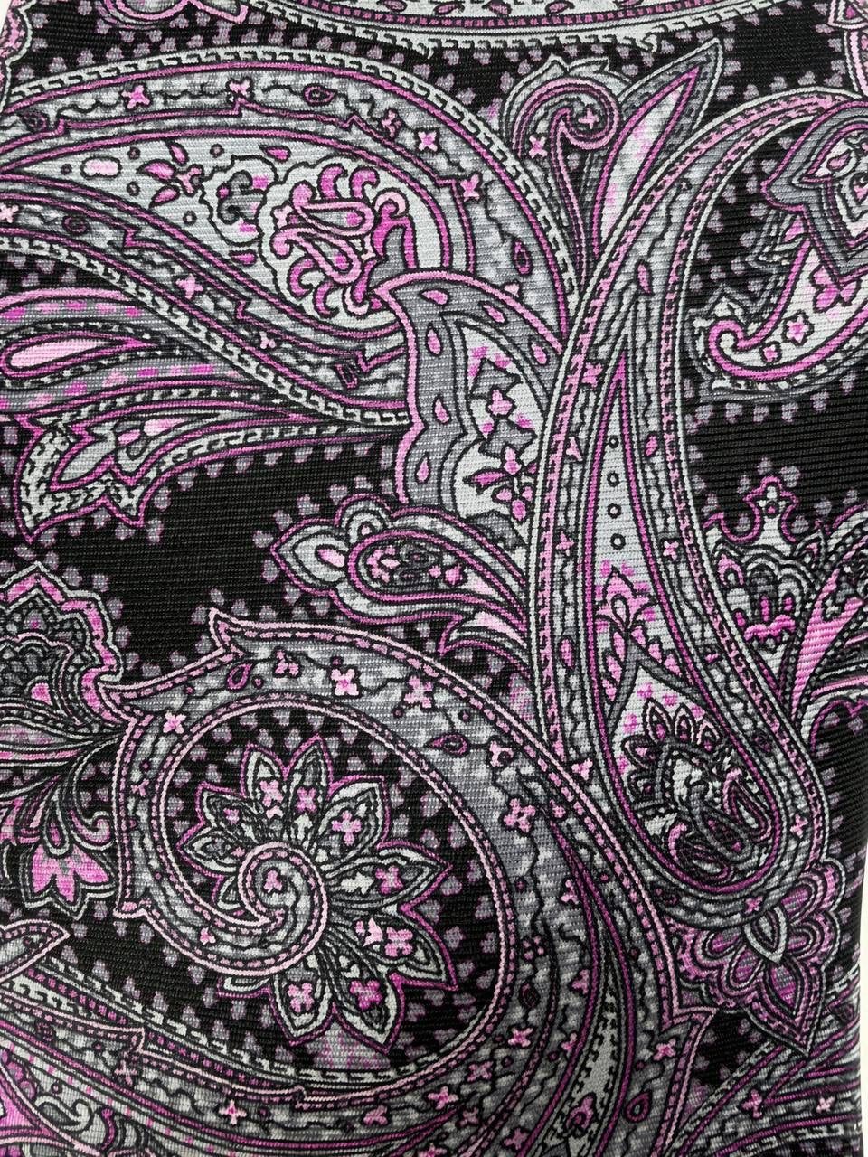 Charcoal and Lavender Paisley Necktie, fabric close-up