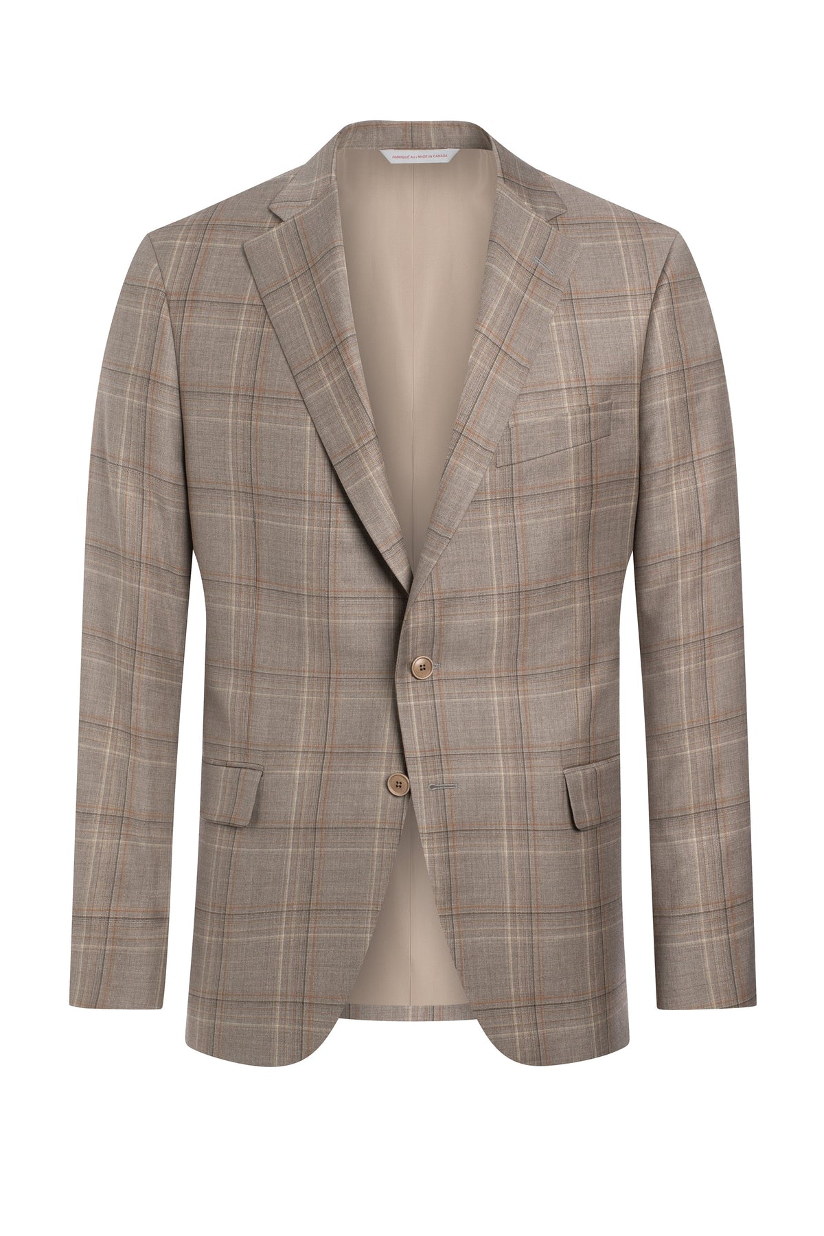 Tan Super 130's Plaid Jacket