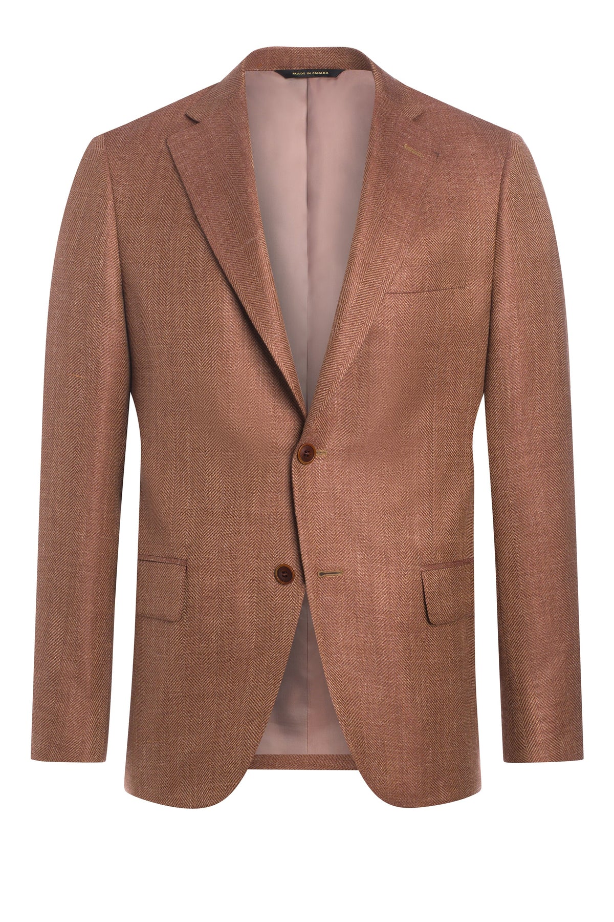 Rust Wool, Silk and Linen Herringbone Jacket