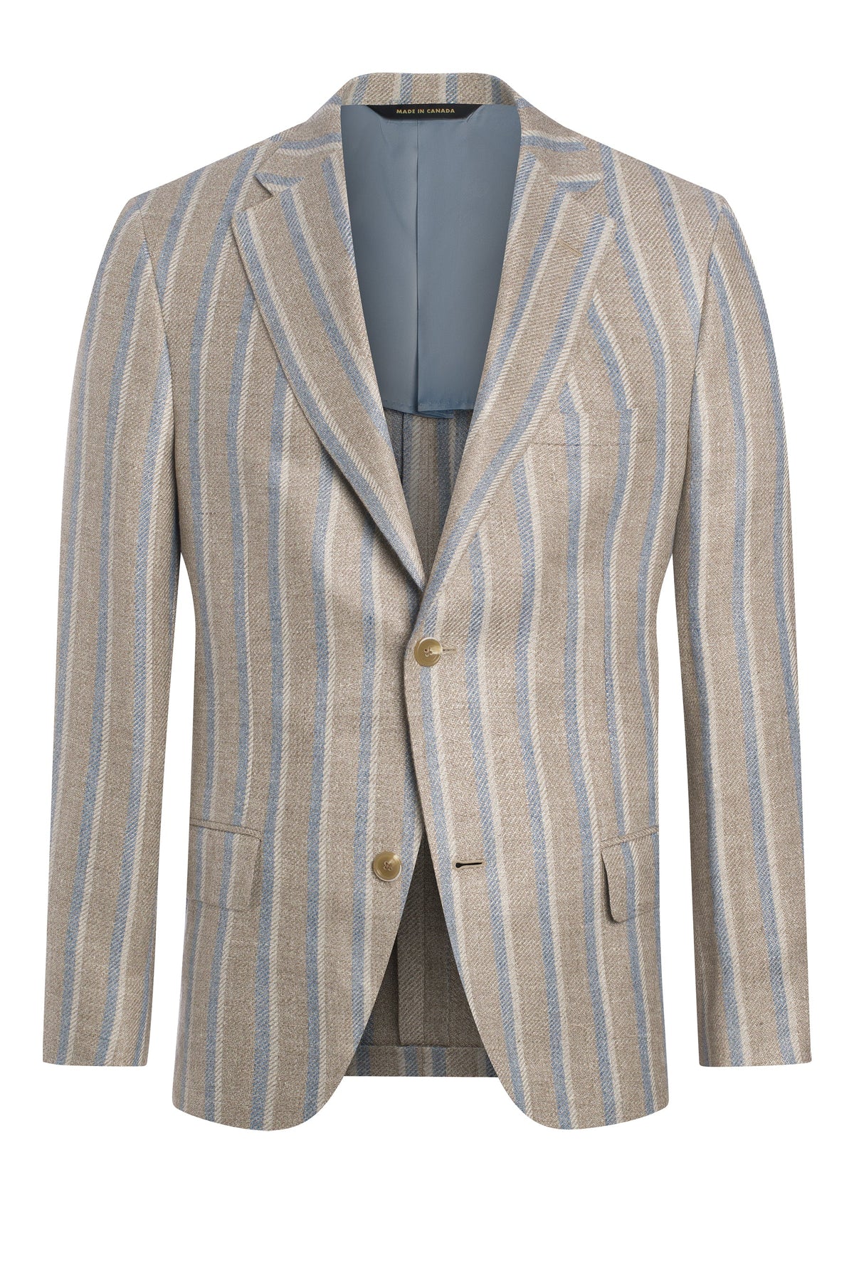 Beige Linen Blend Textured Stripe Jacket