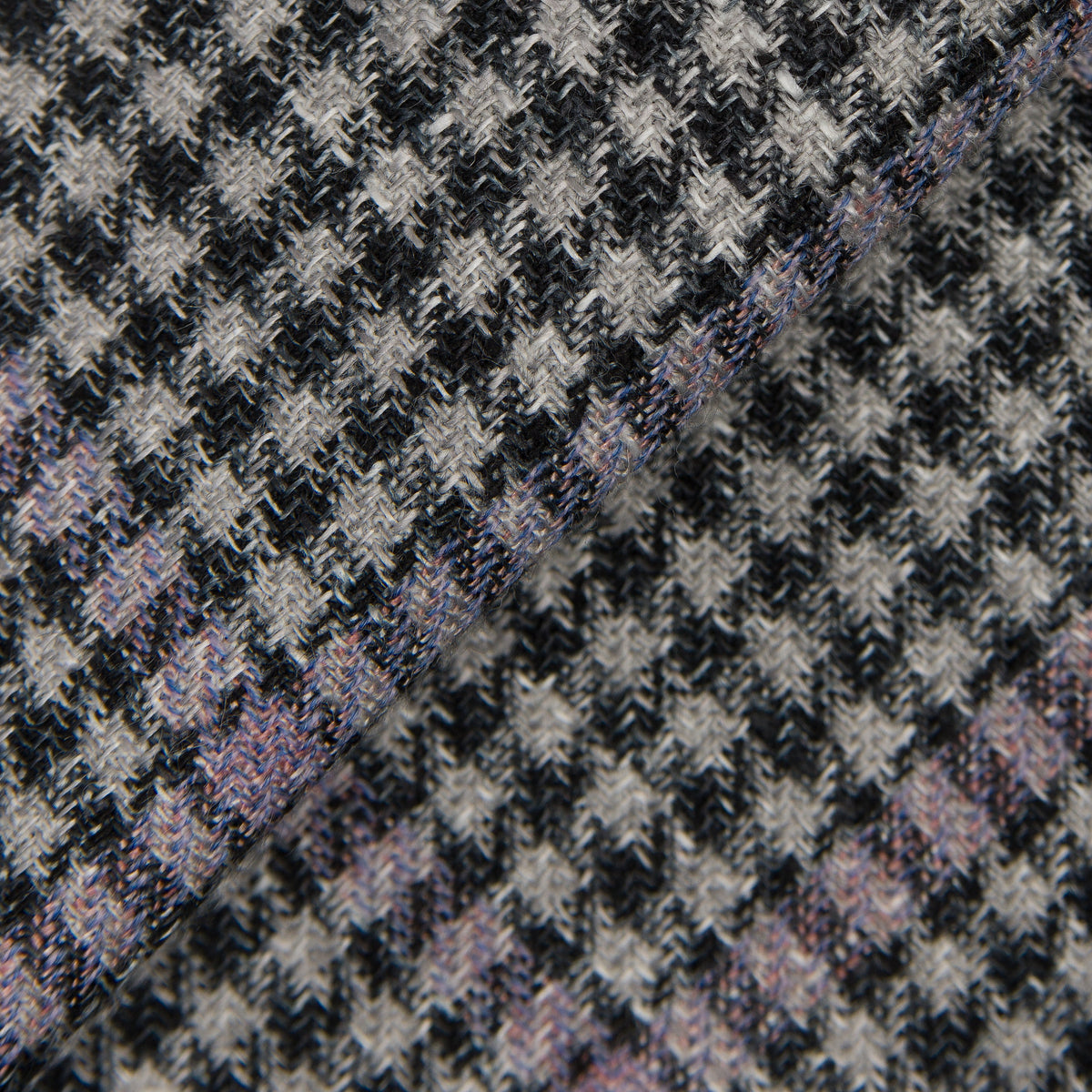 Grey & Purple Silk and Linen Blend Houndstooth Jacket