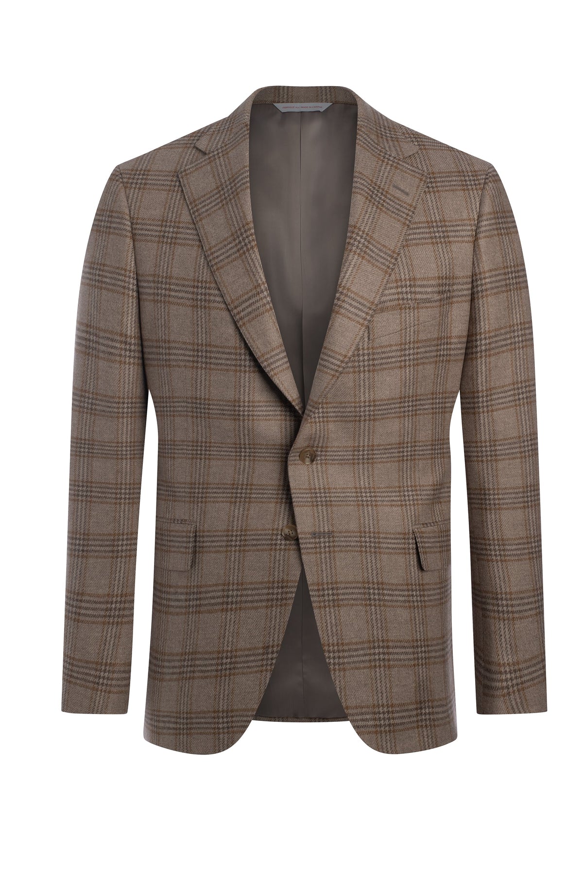 Tan Wool and Cashmere Plaid Jacket