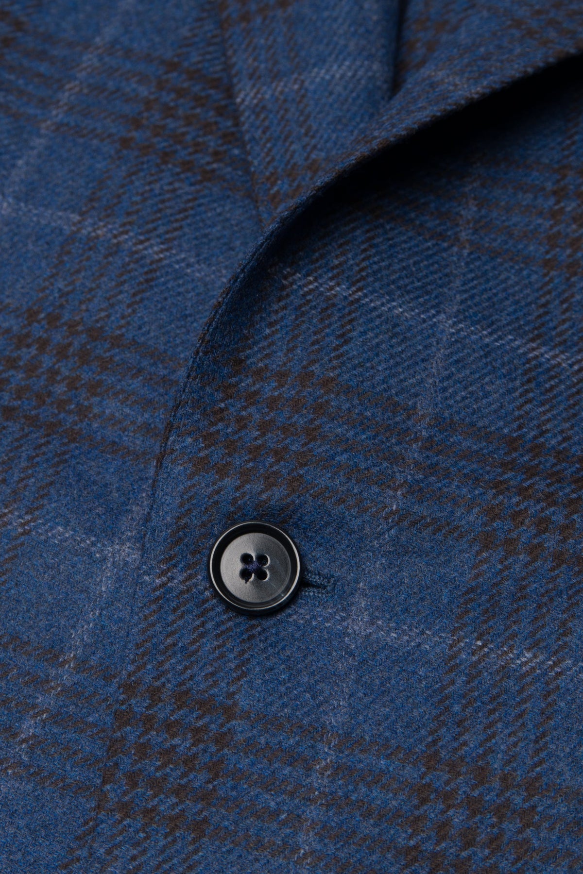 Blue Wool Blend Plaid Jacket