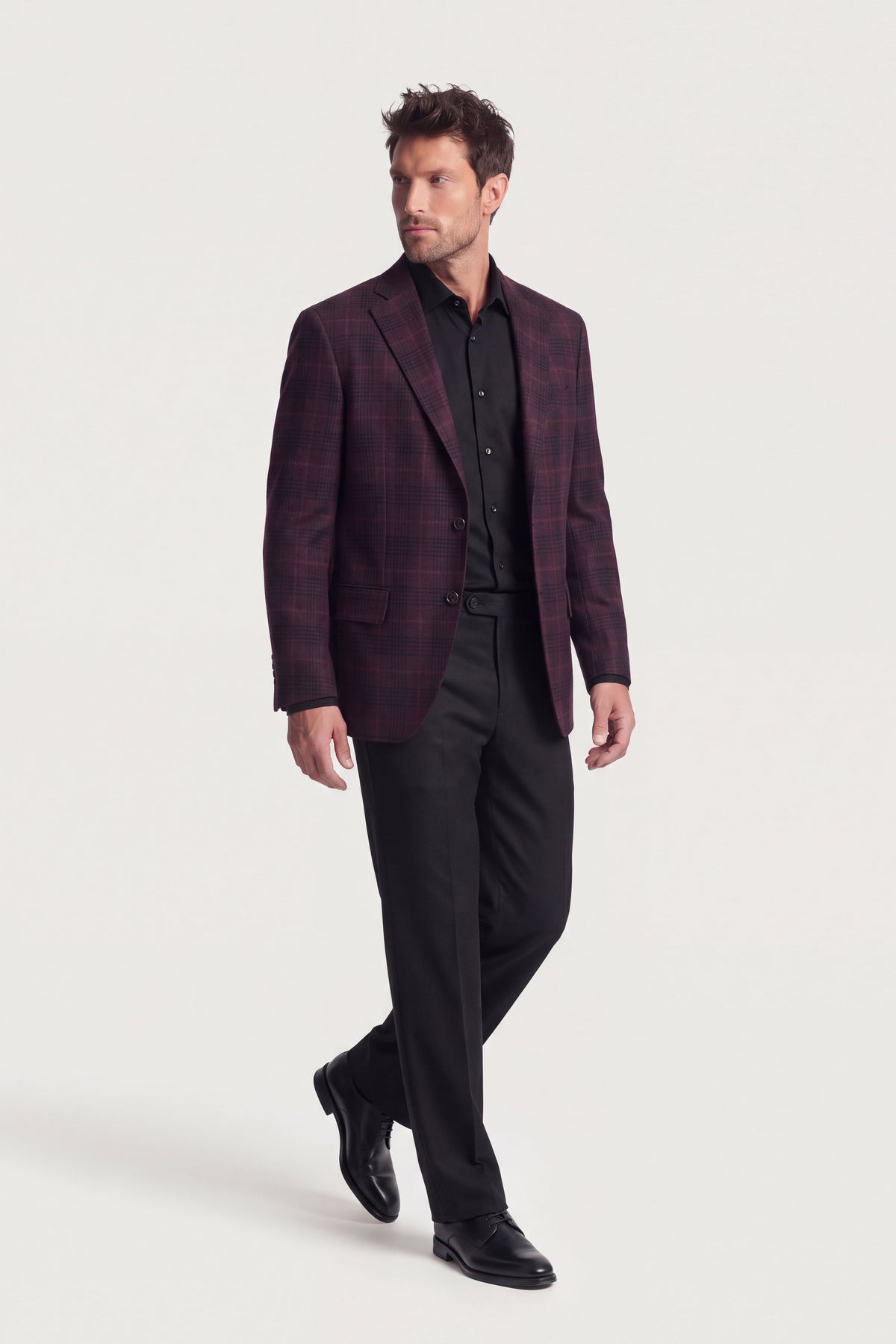 Wine Cashmere Blend Honey Way Plaid Jacket
