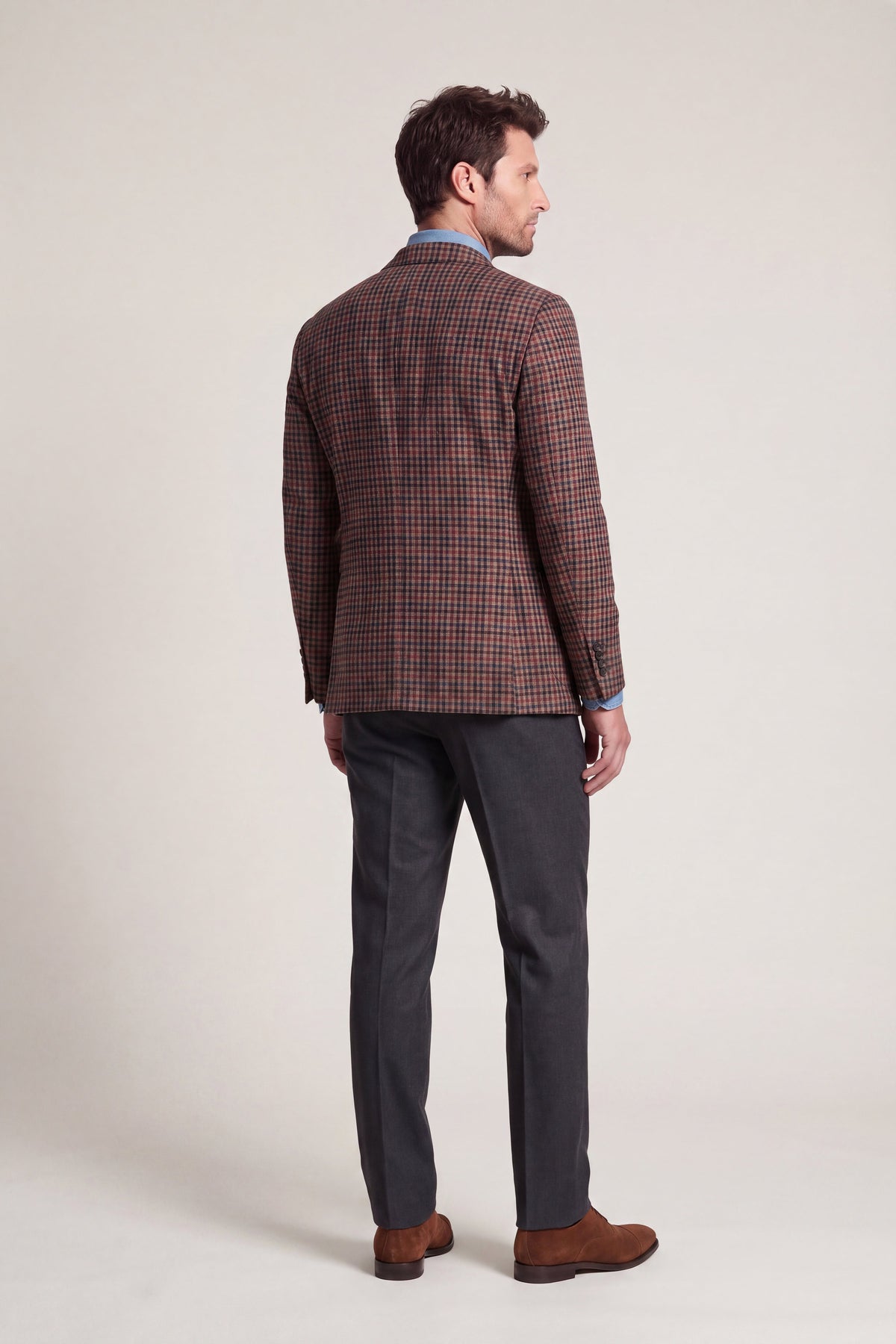 Brown Wool Blend Gun Club Check Jacket