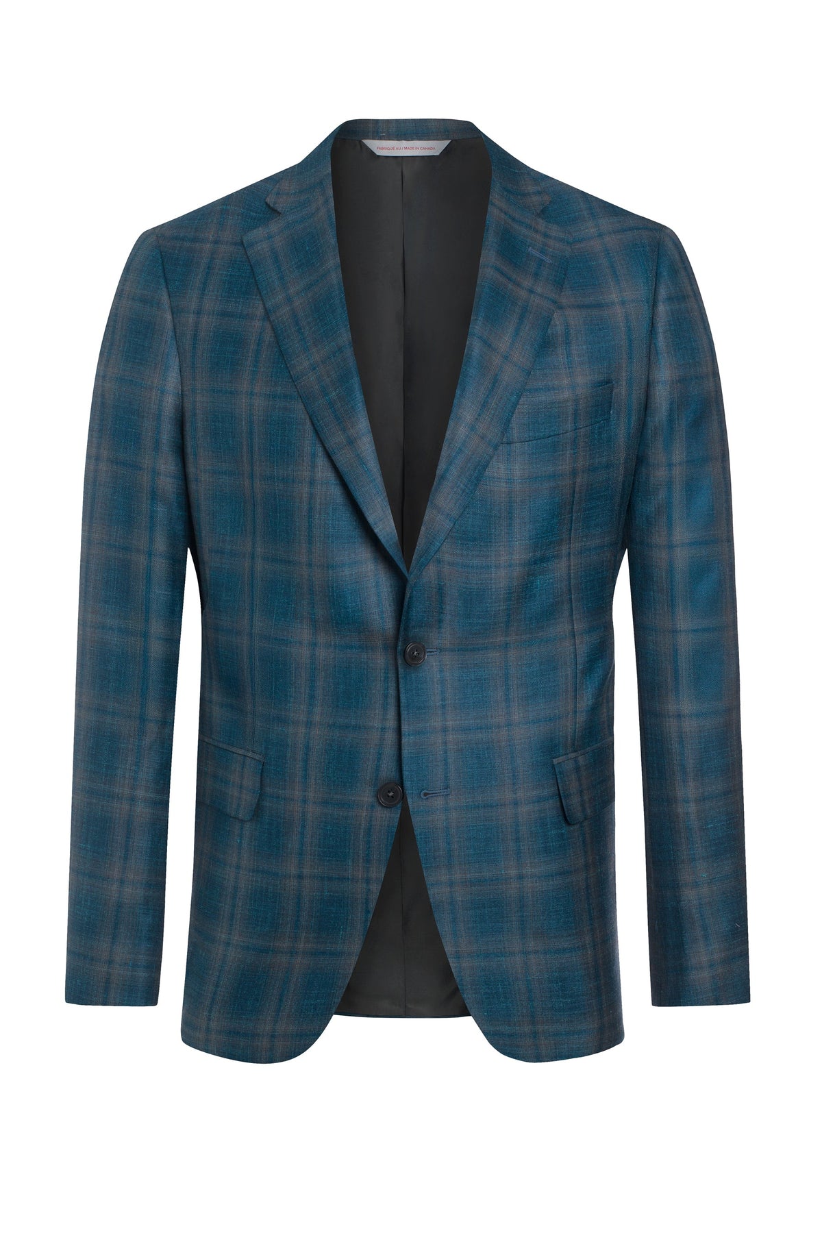 Green Wool, Silk and Linen Blend Plaid Jacket