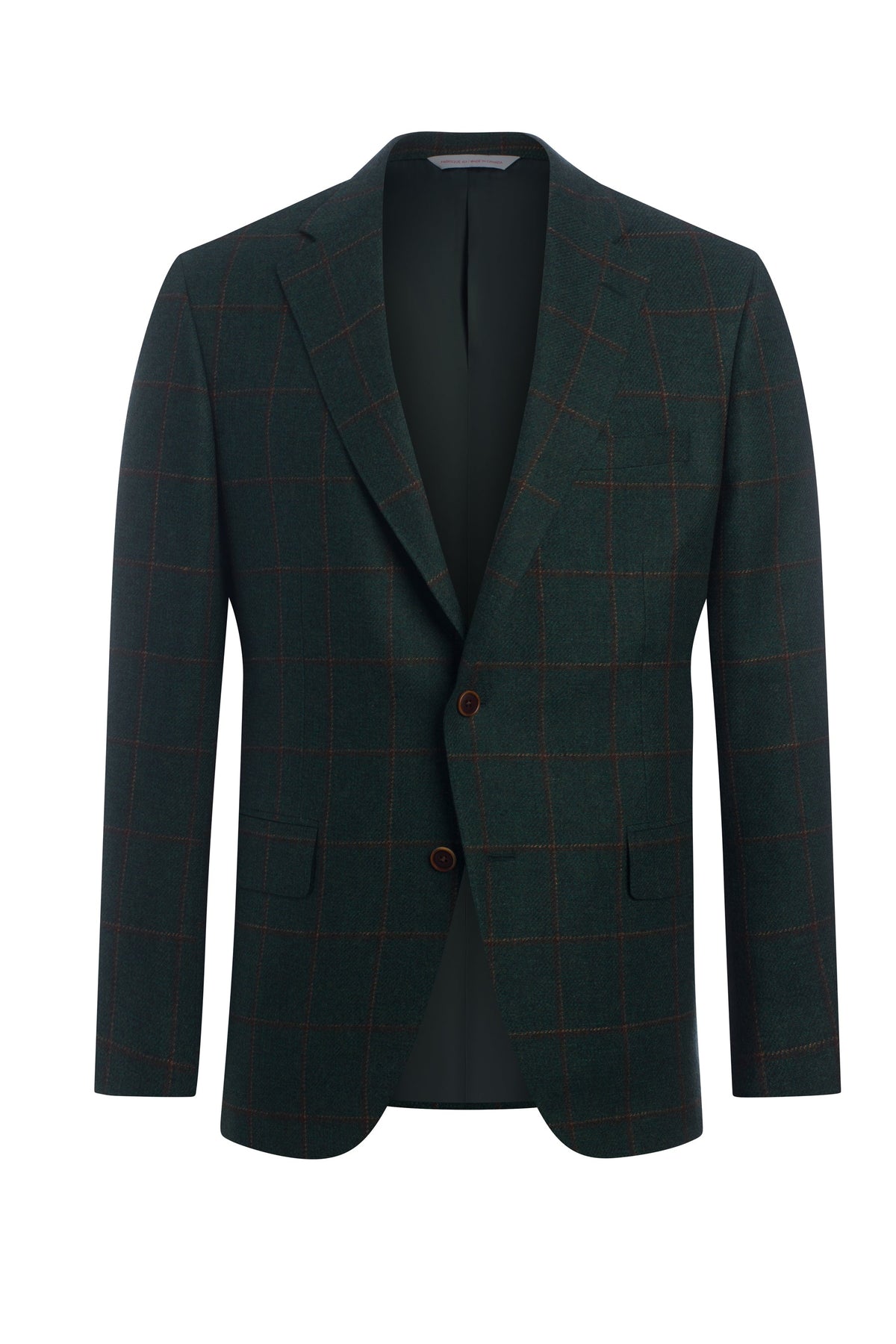 Green Cotton Blend Windowpane Jacket