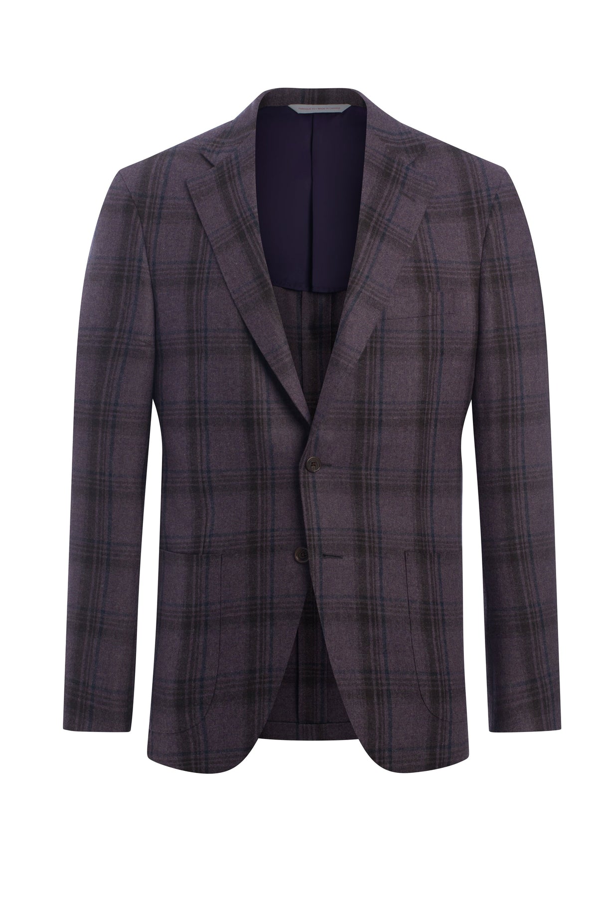 Purple Cashmere-Blend Plaid Jacket – Soft Flannel Finish