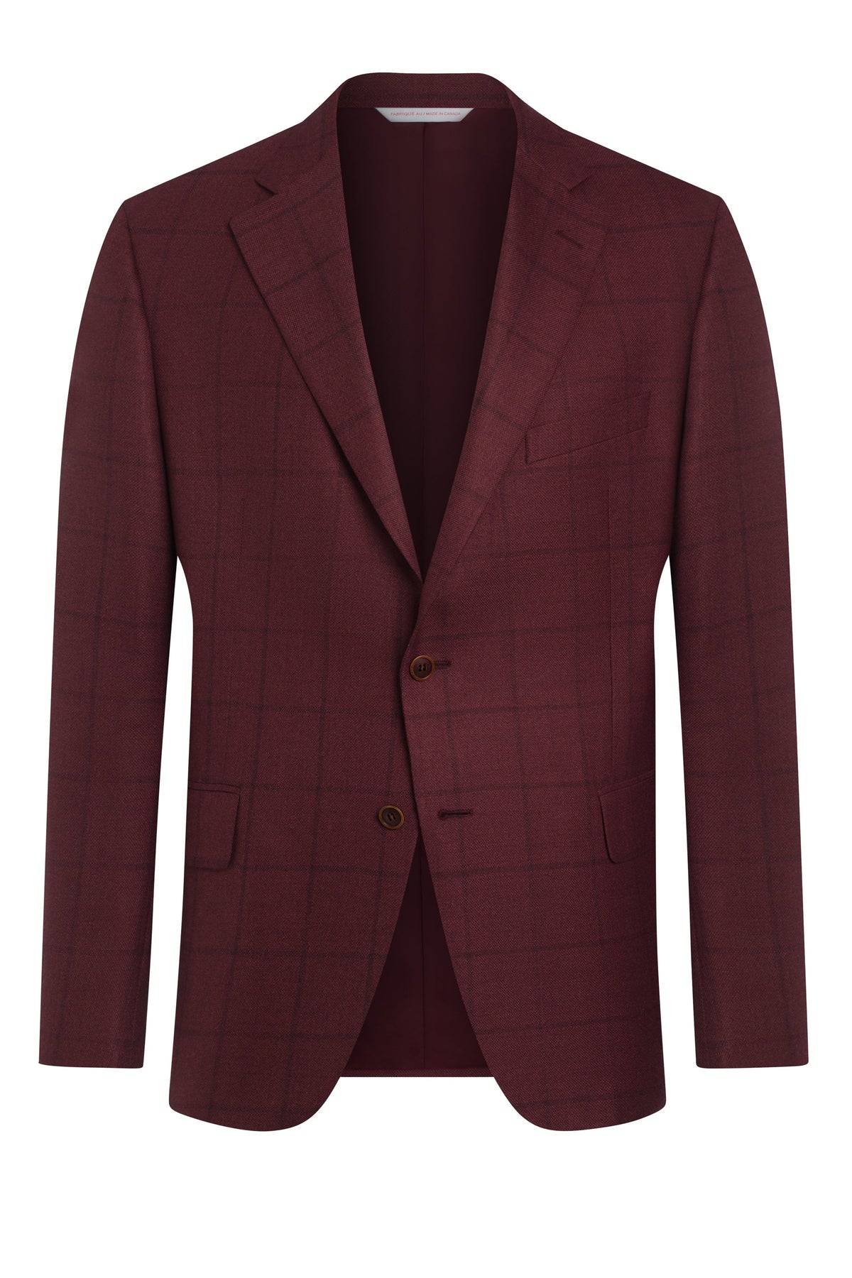 Wine Red Silk Blend Windowpane Jacket