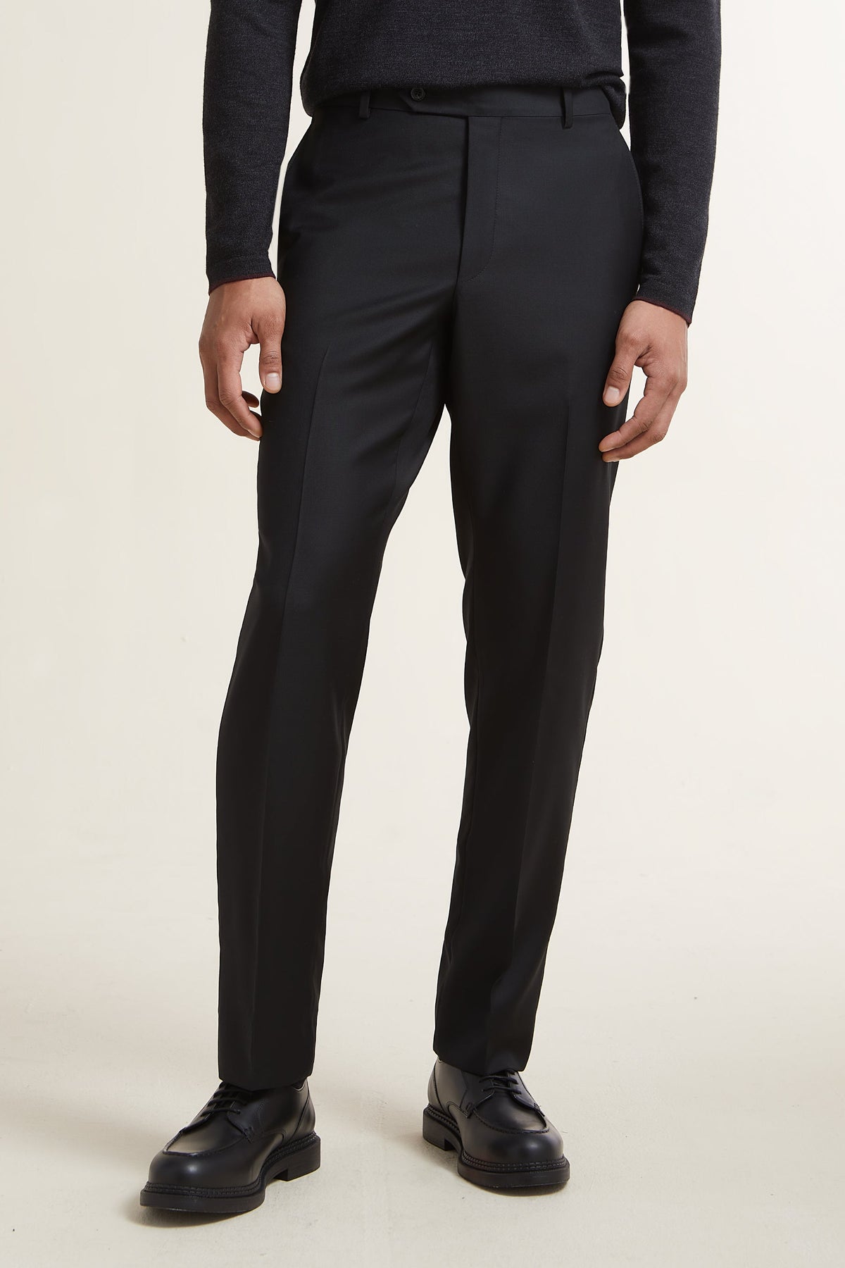 Black Super 110's Smart Wool Serge Trousers