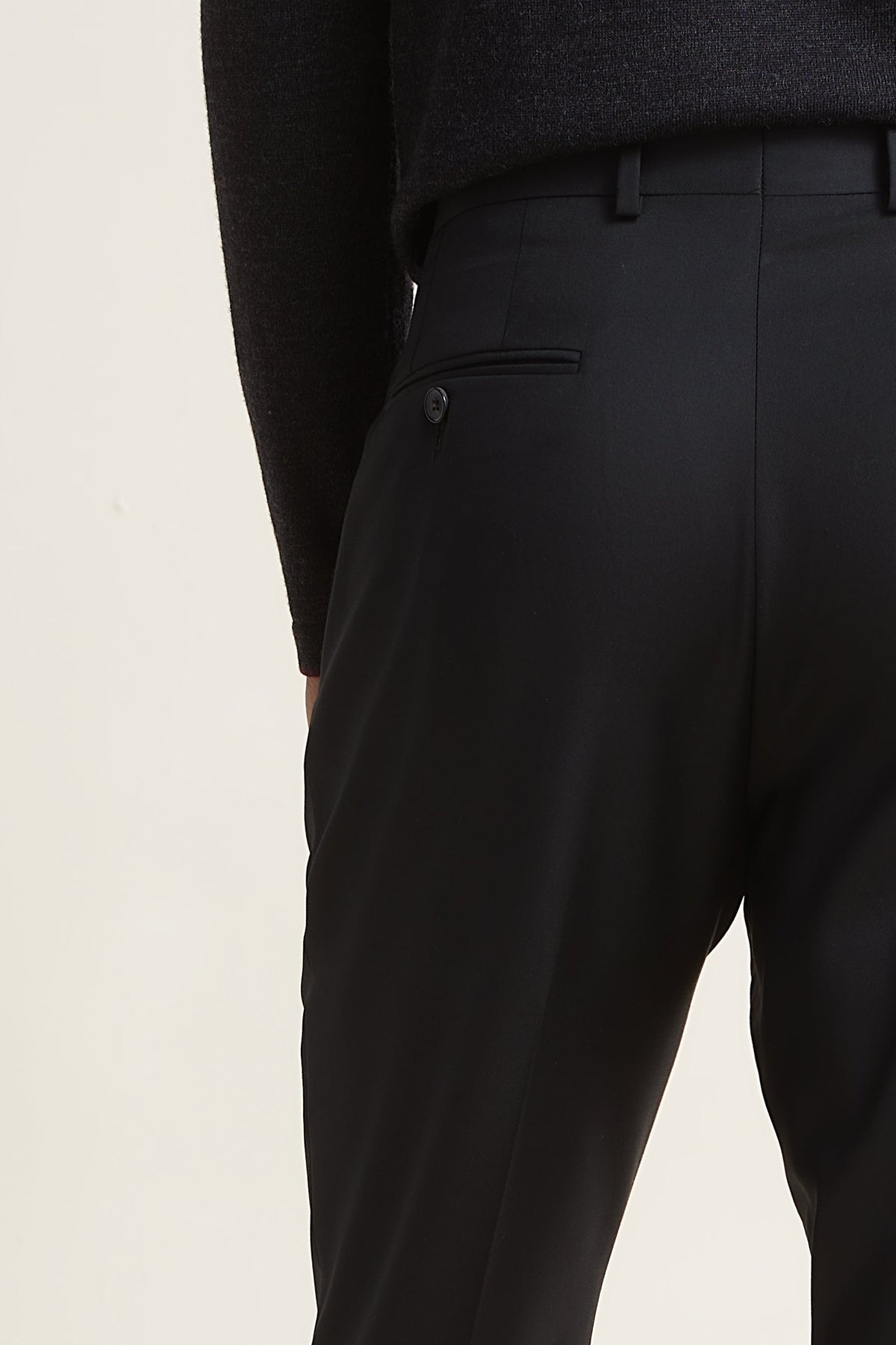 Black Super 110's Smart Wool Serge Trousers