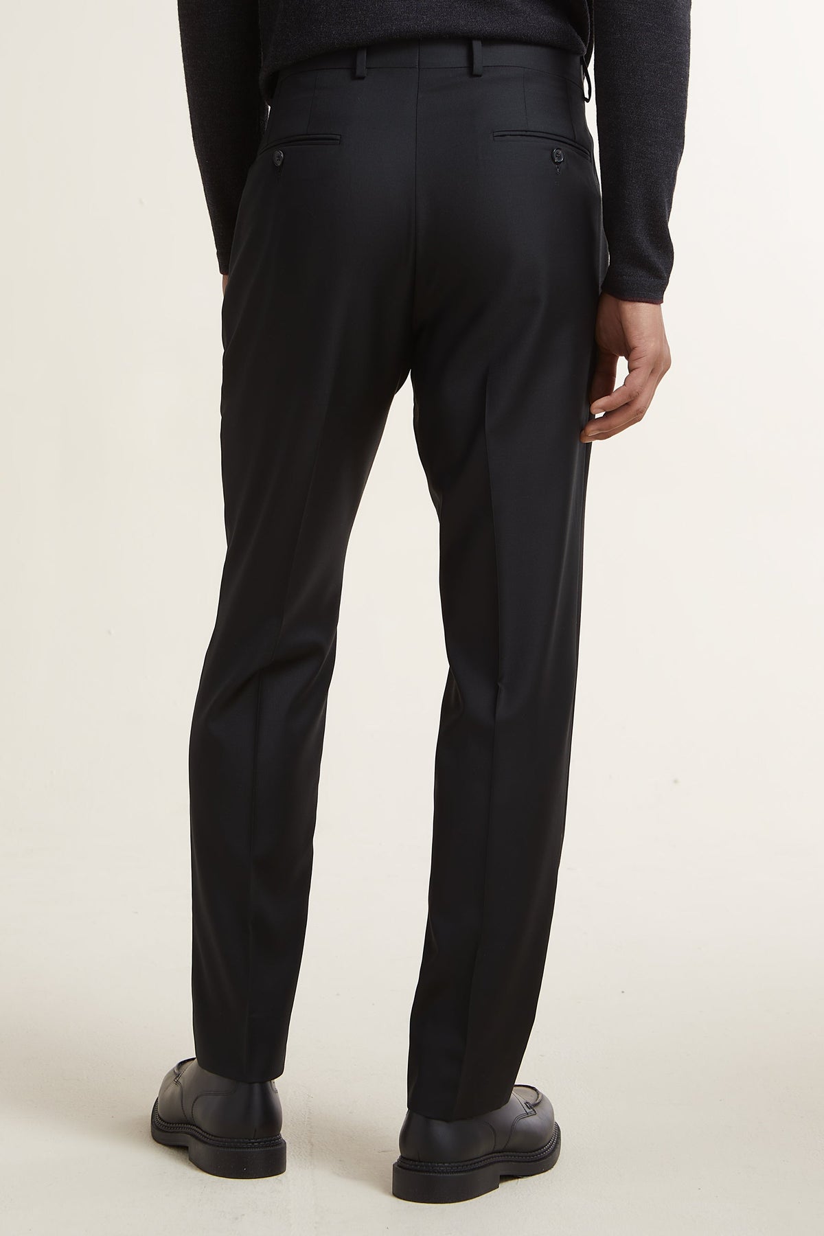 Black Super 110's Smart Wool Serge Trousers