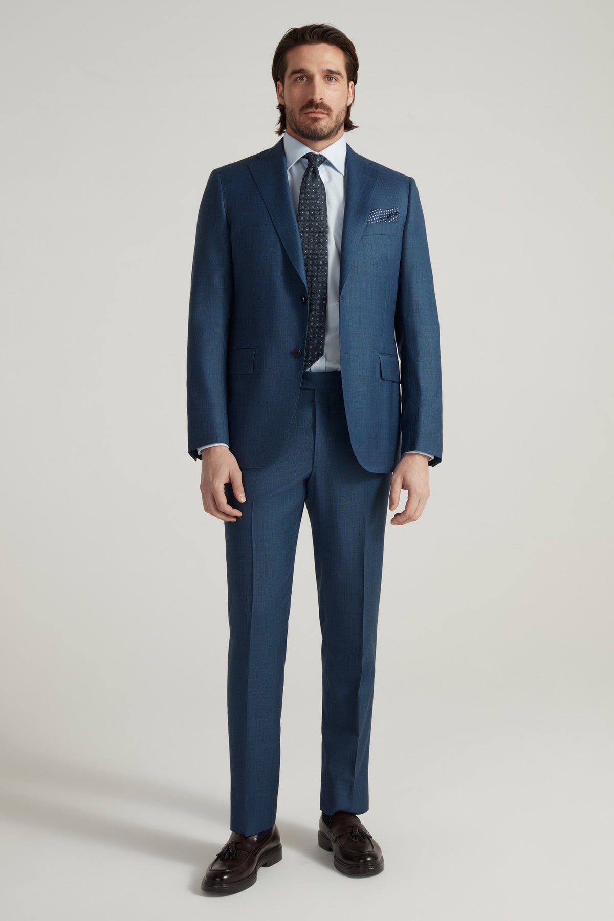 Navy Super 130's Milano Sharkskin Suit