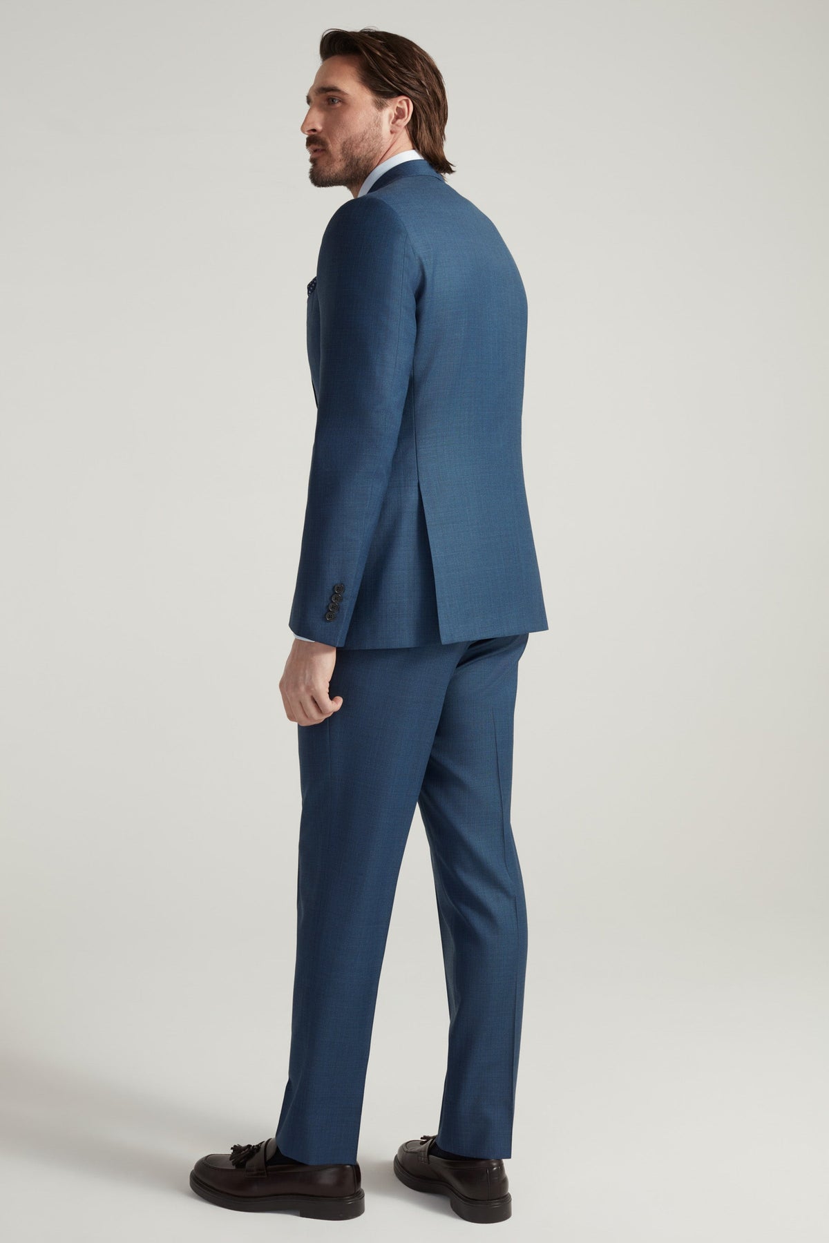 Navy Super 130's Milano Sharkskin Suit
