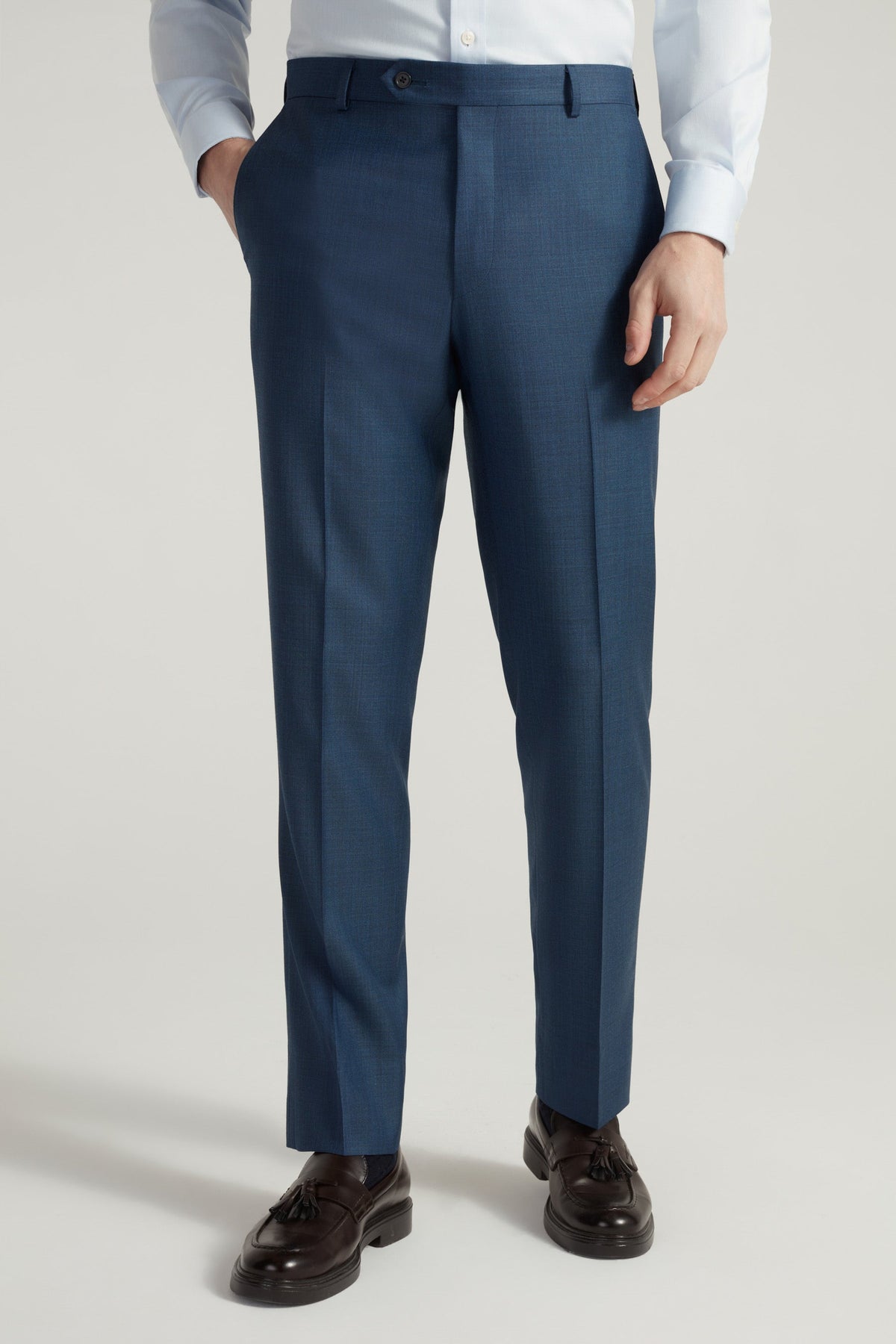 Navy Super 130's Milano Sharkskin Suit