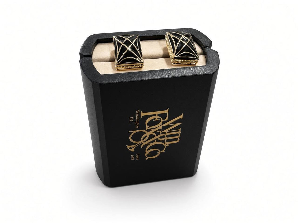 Black and Gold-Tone Lattice Cufflinks - Wm. Fox & Co.