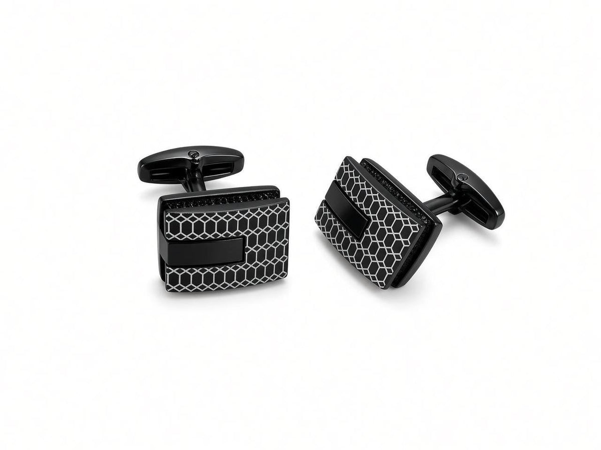 Black Basketweave Cufflinks - Wm. Fox & Co.