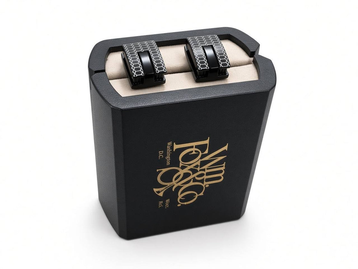 Black Basketweave Cufflinks - Wm. Fox & Co.
