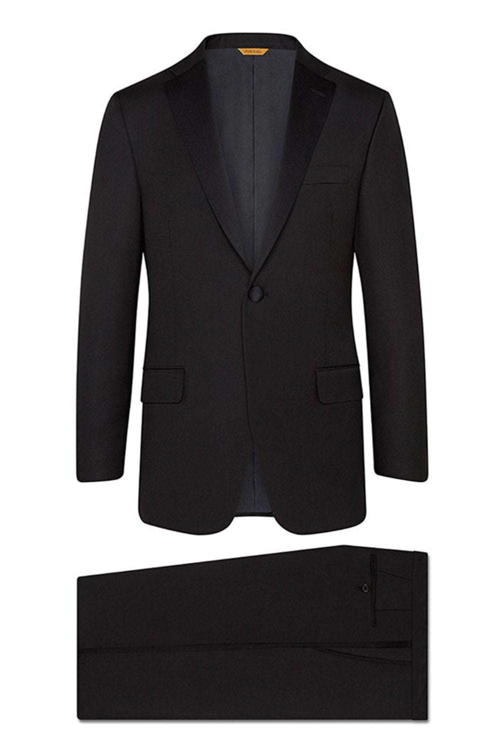 Black Notch Lapel Satin Honey Way Super 150's Wool Tuxedo - Wm. Fox & Co.