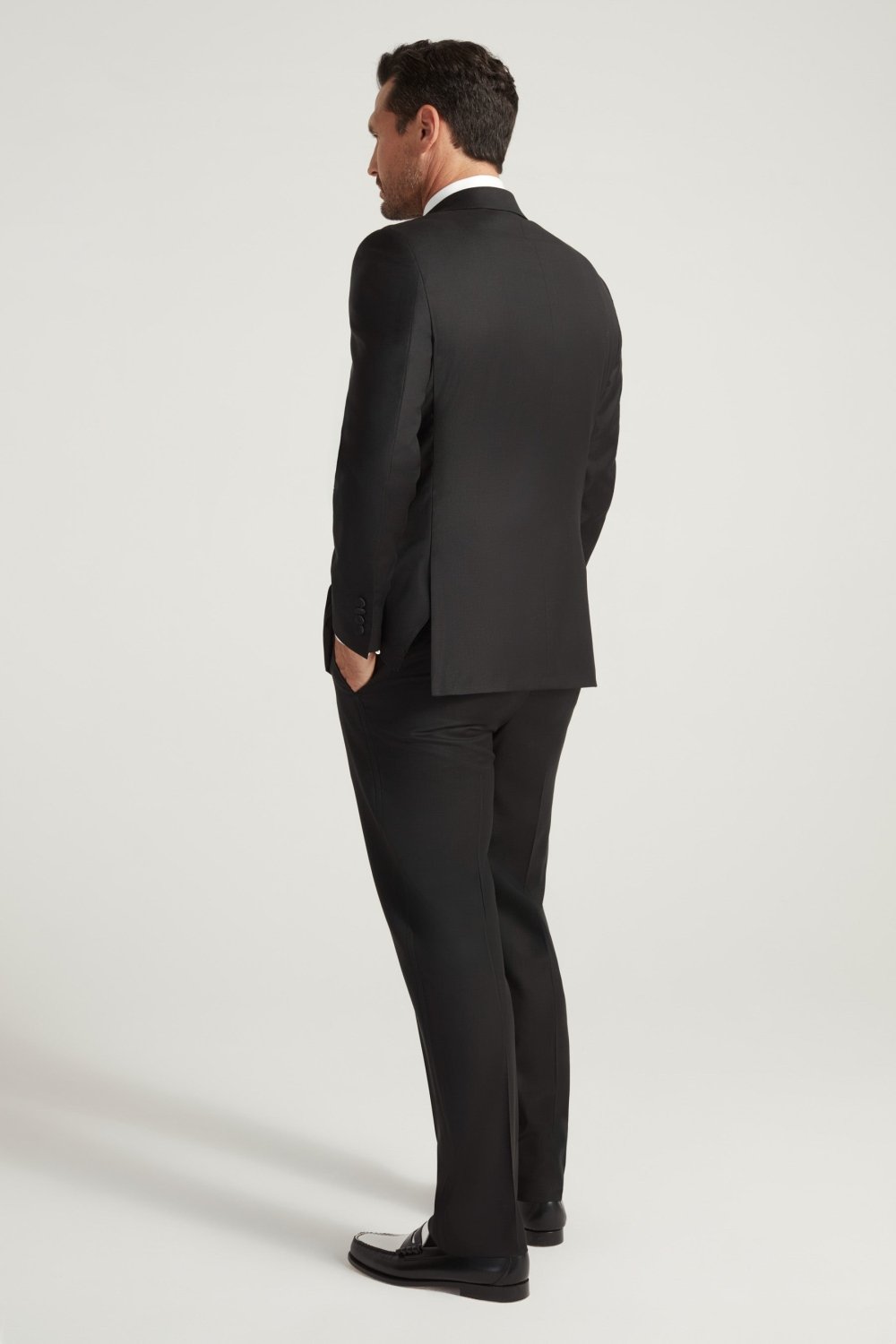 Black Peak Lapel Honey Way Super 150's Wool Tuxedo - Wm. Fox & Co.