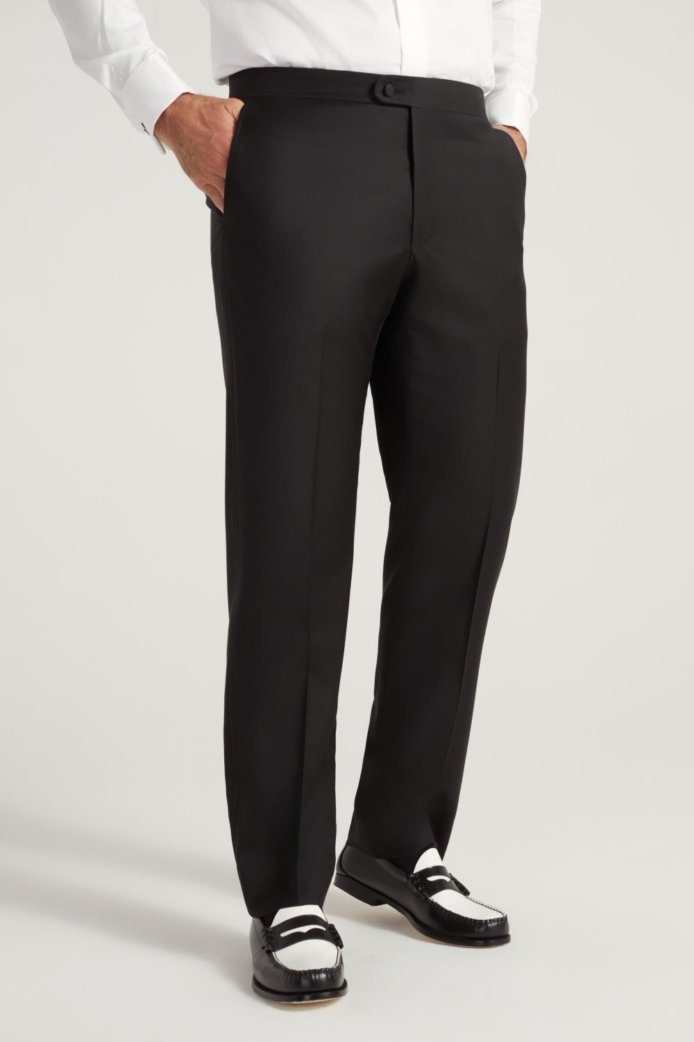 Black Peak Lapel Honey Way Super 150's Wool Tuxedo - Wm. Fox & Co.