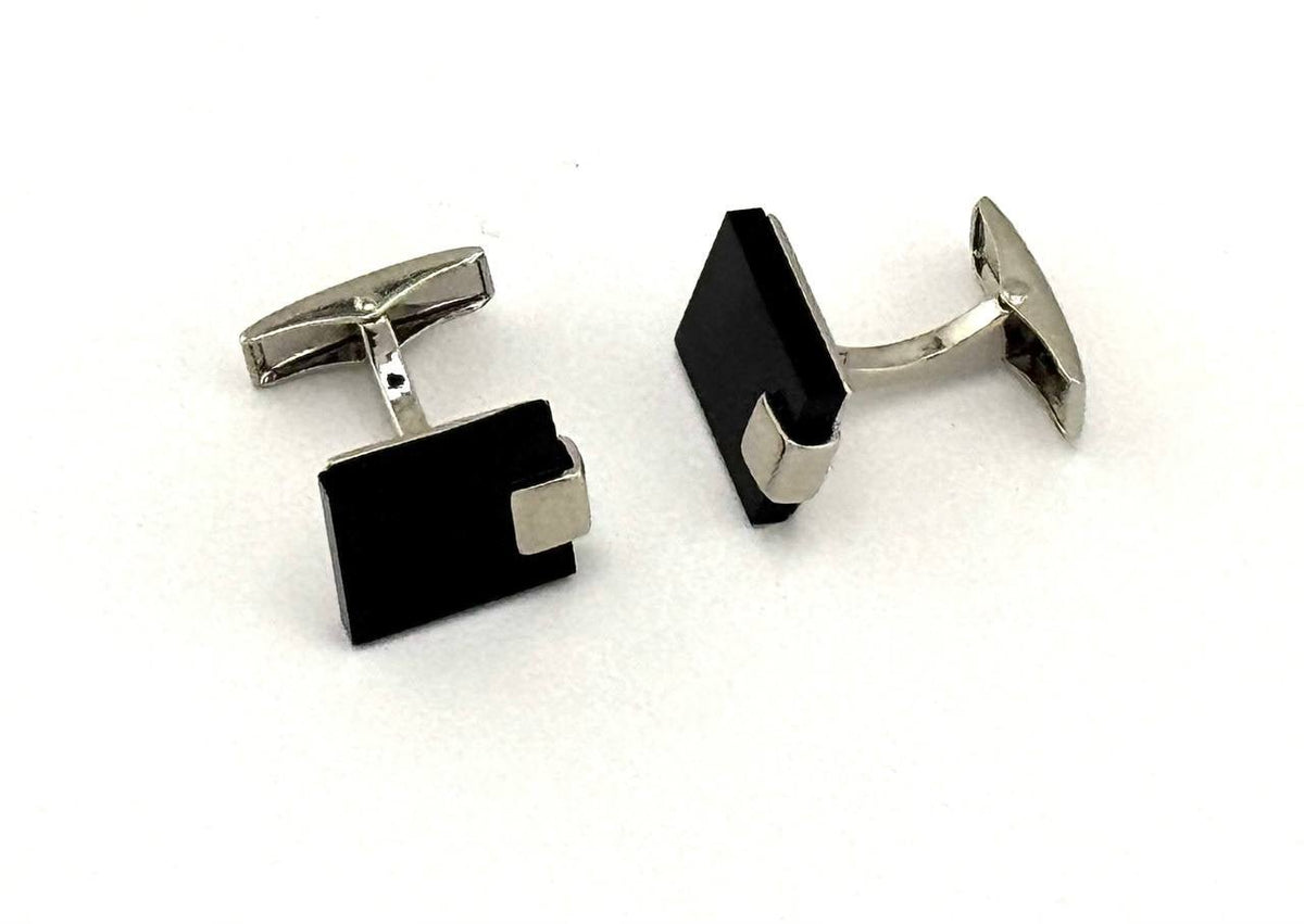 Black Rectangular Accent Cufflinks - Wm. Fox & Co.