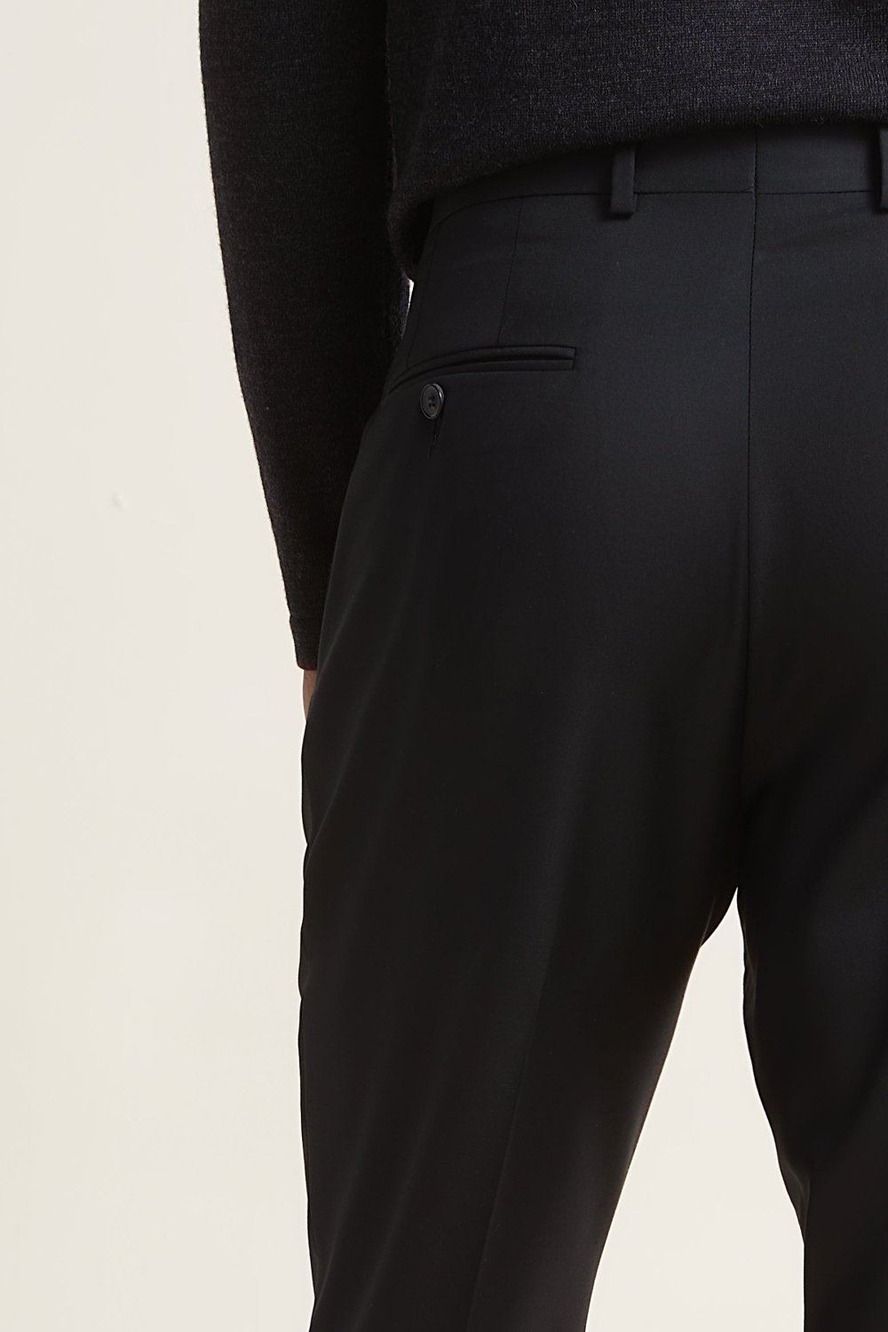 Black Super 110's Smart Wool Serge Trousers – view 4
