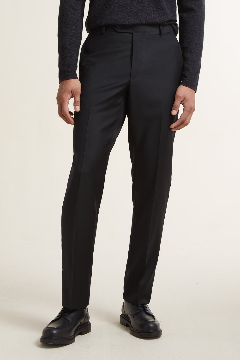 Black Super 110's Smart Wool Serge Trousers - Wm. Fox & Co.