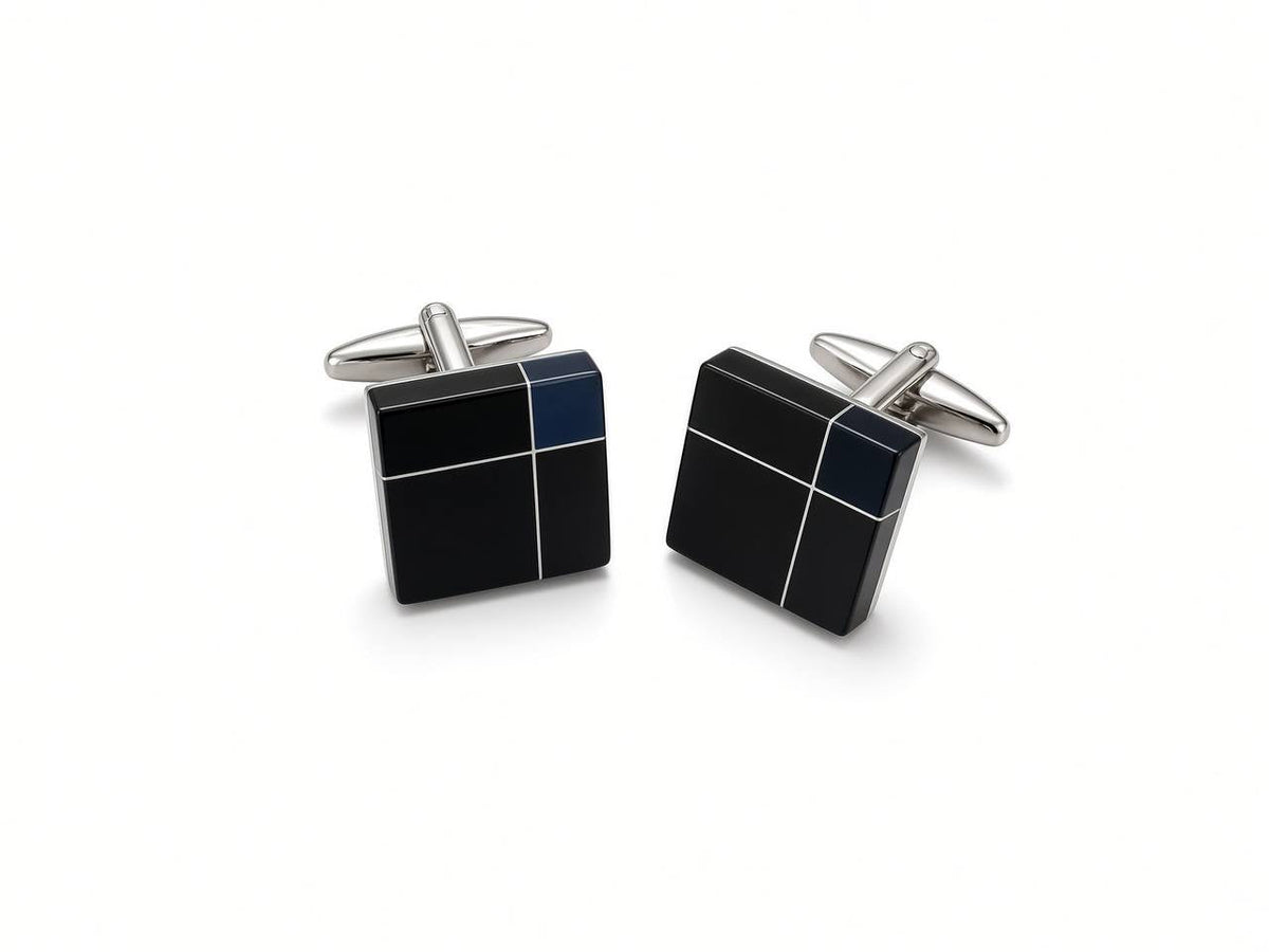 Black Windowpane Square Cufflinks - Wm. Fox & Co.