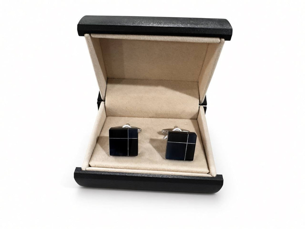 Black Windowpane Square Cufflinks - Wm. Fox & Co.