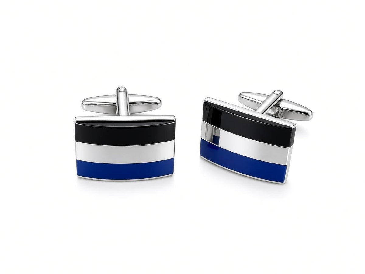 Blue and Black Striped Cufflinks - Wm. Fox & Co.