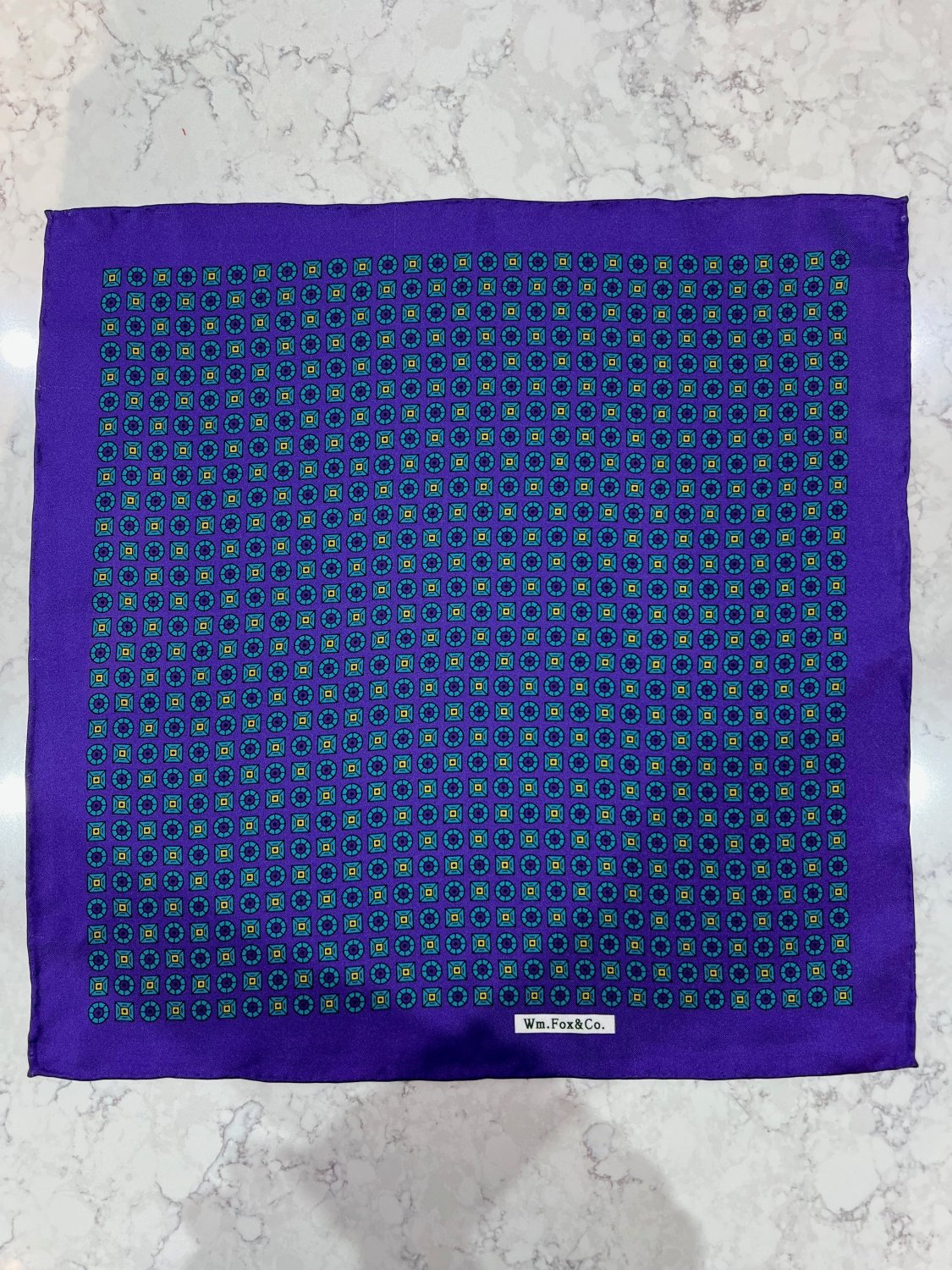 Blue and Green Medallion Pocket Square - Wm. Fox & Co.