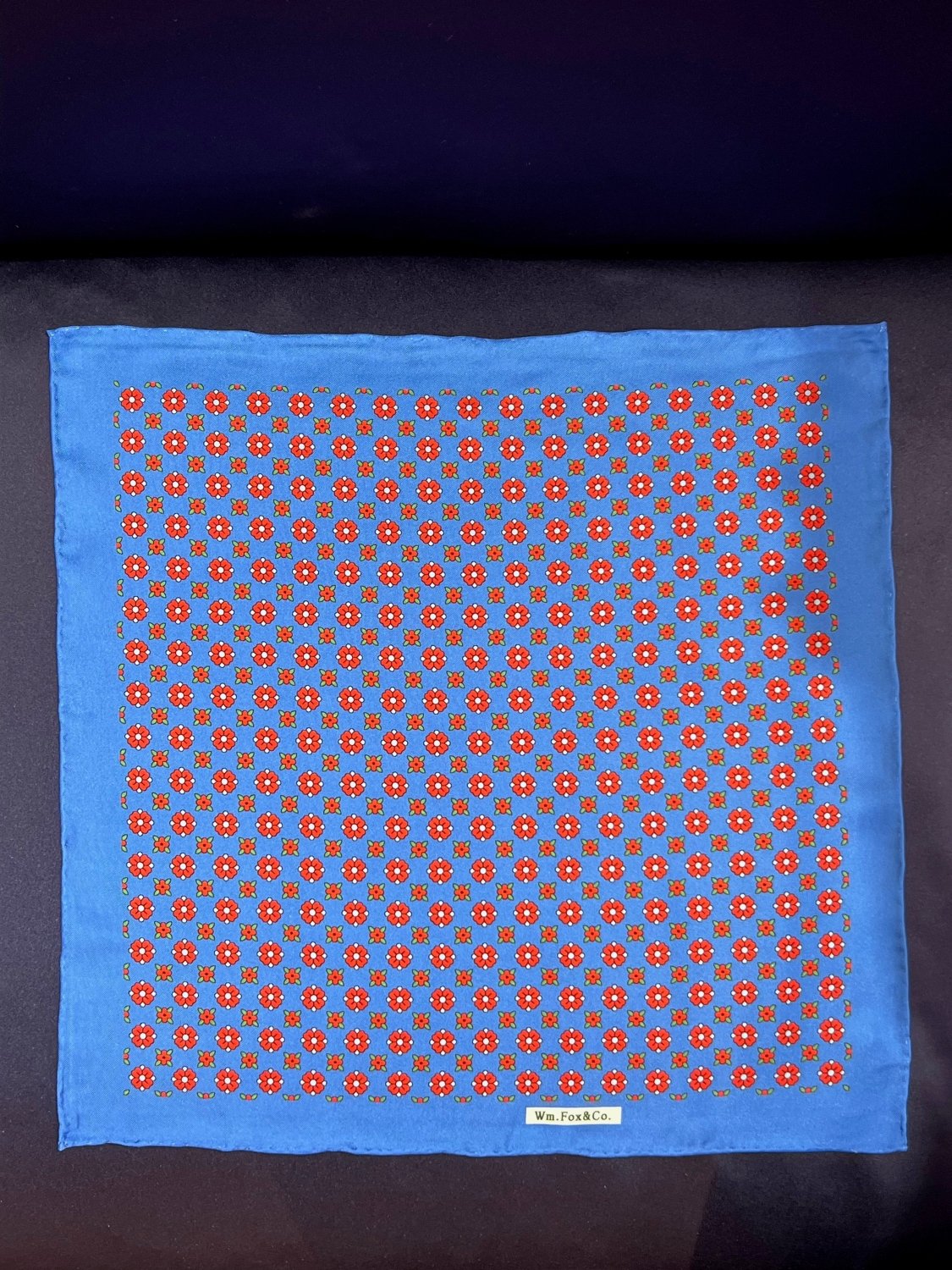 Blue and Red Medallion Pocket Square - Wm. Fox & Co.