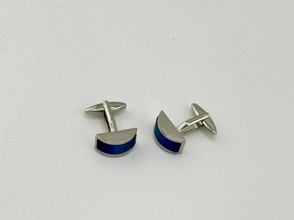 Blue Curved Bar Cufflinks - Wm. Fox & Co.