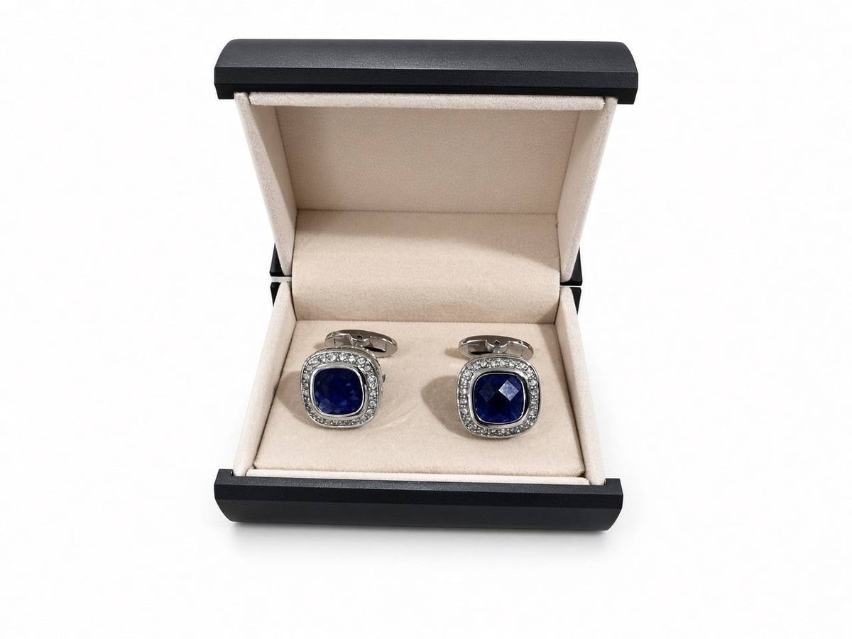 Blue Cushion Halo Cufflinks - Wm. Fox & Co.