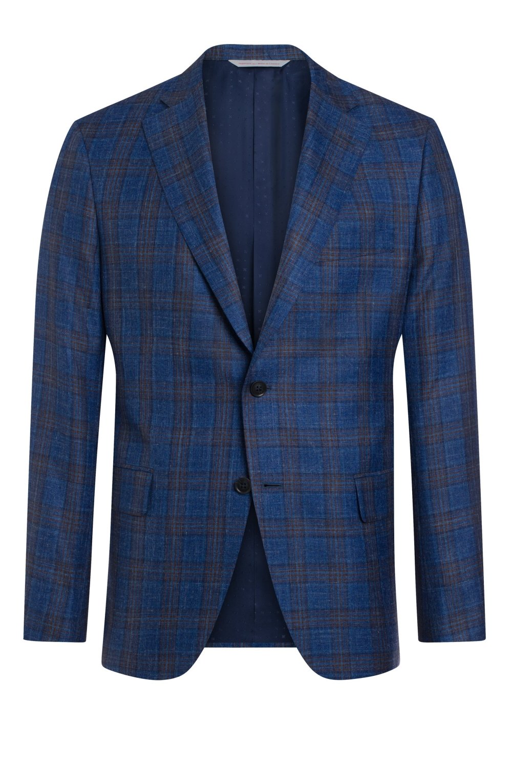Blue Wool Silk and Linen Blend Plaid Jacket - Wm. Fox & Co.